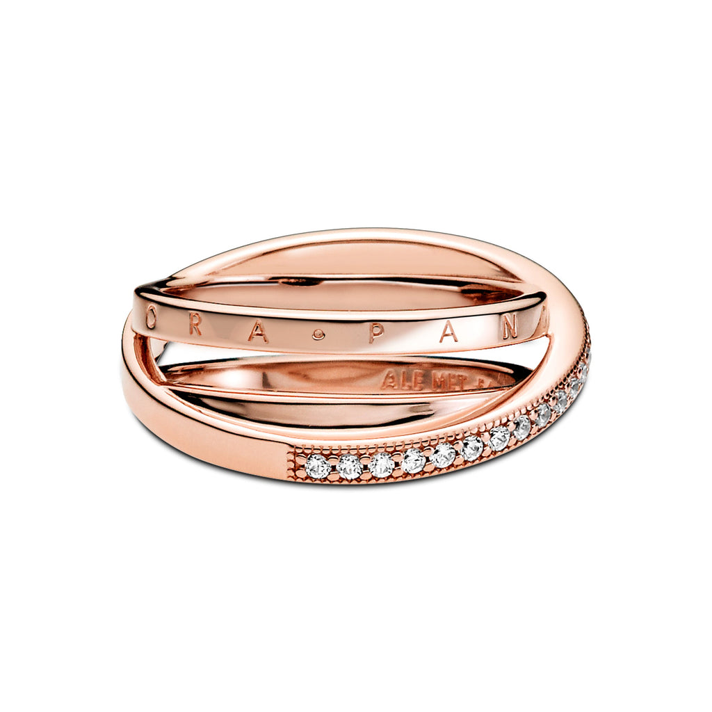Crossover Pav¨¦ Triple Band Ring