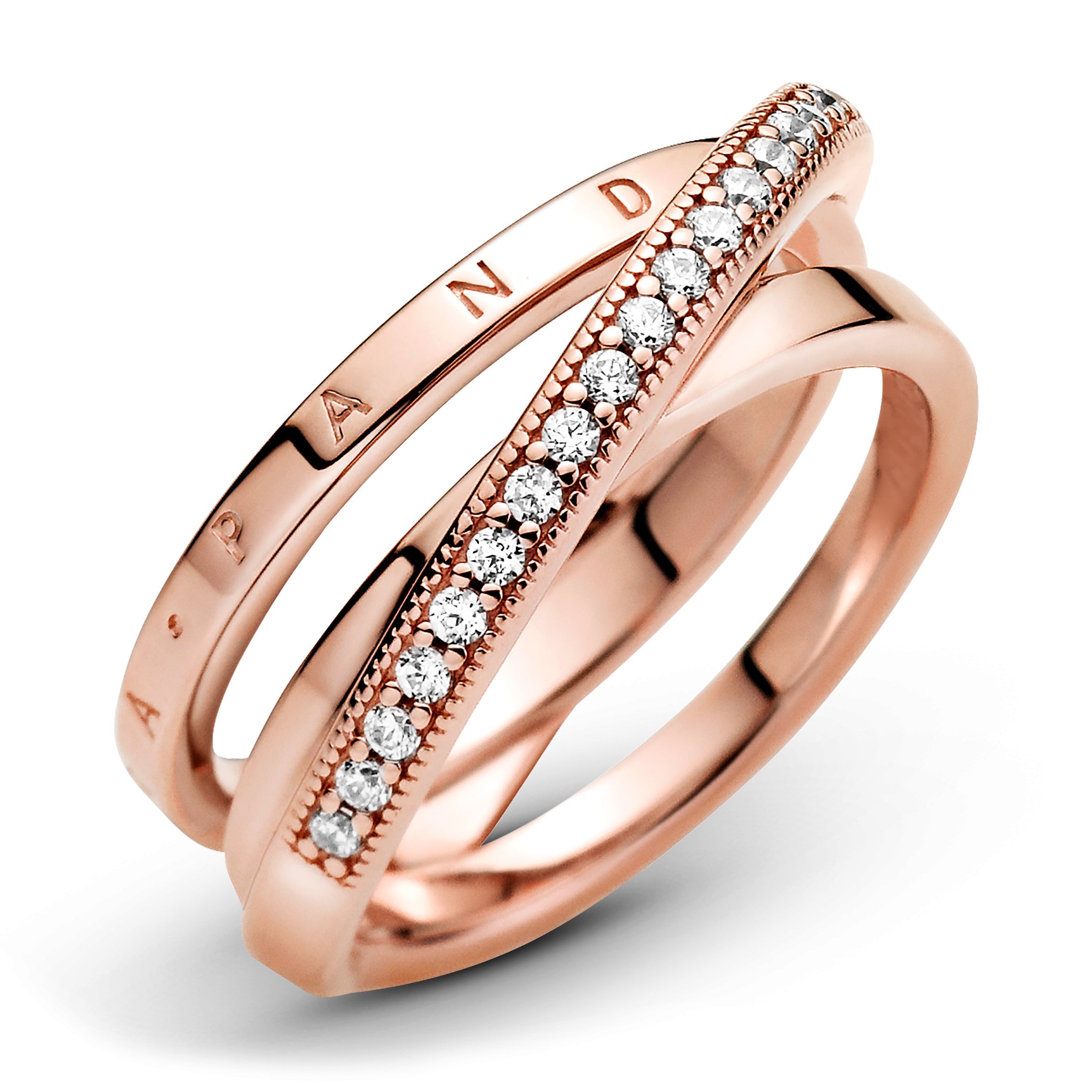 Crossover Pav¨¦ Triple Band Ring