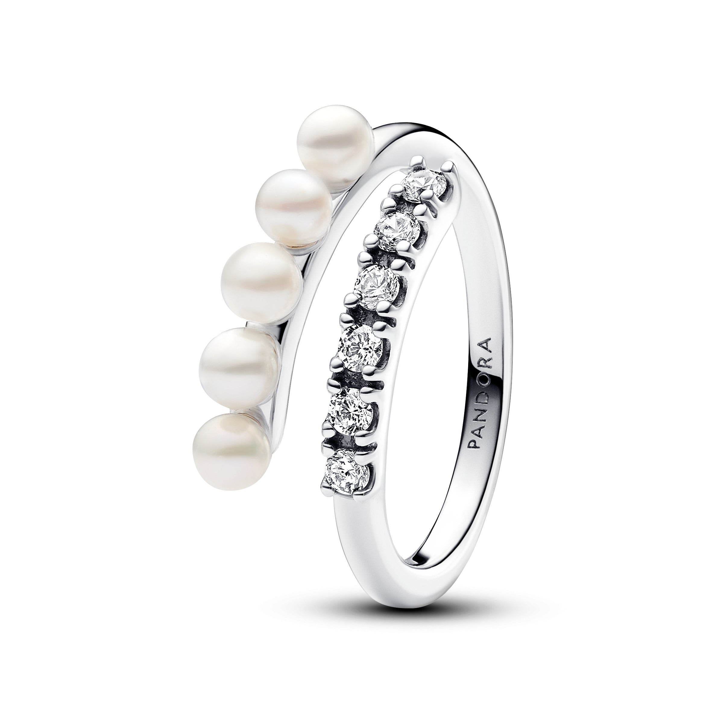 Treated Freshwater Cultured Pearls & Pav¨¦ Open Ring