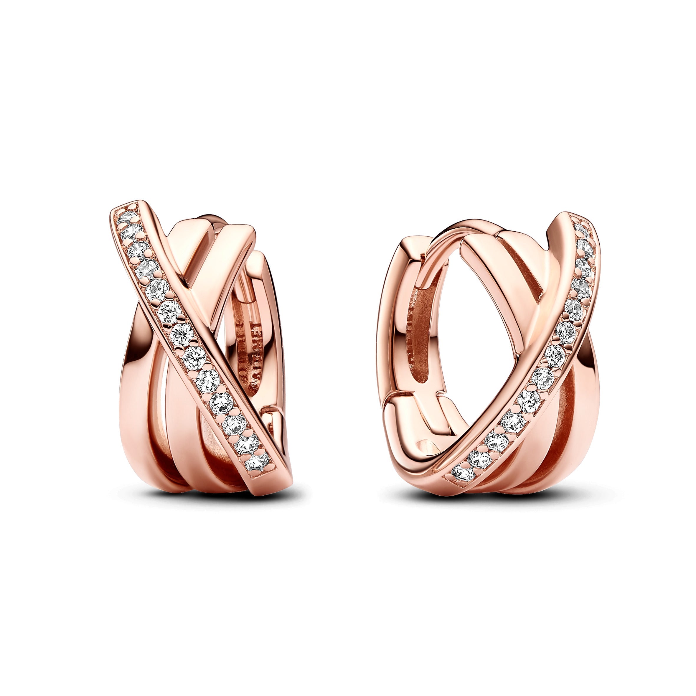 Crossover Pav¨¦ Hoop Earrings