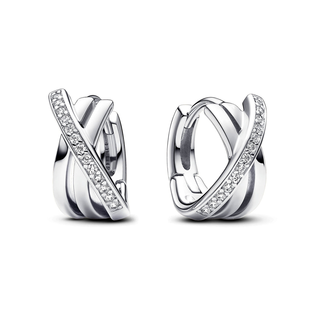 Crossover Pav¨¦ Hoop Earrings