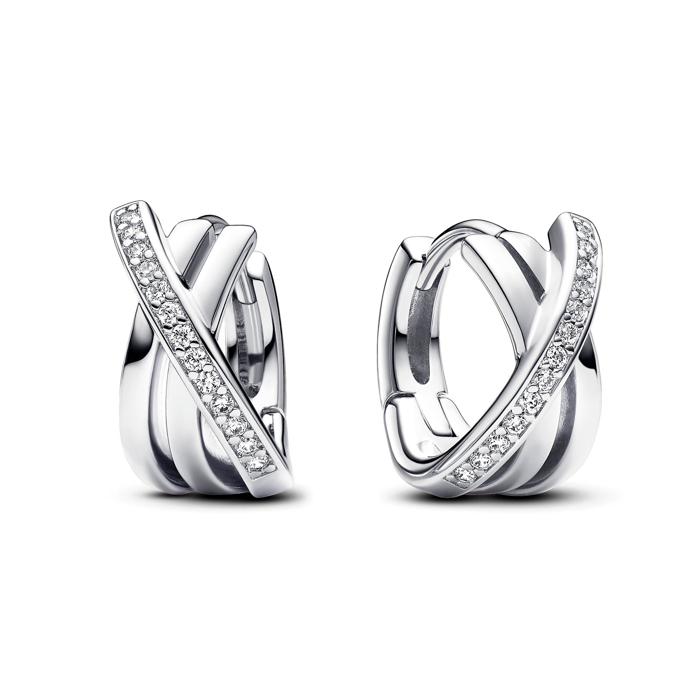 Crossover Pav¨¦ Hoop Earrings