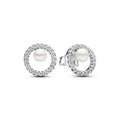 Treated Freshwater Cultured Pearl & Pav¨¦ Halo Stud Earrings