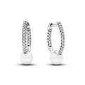 Treated Freshwater Cultured Pearl & Pav¨¦ Hoop Earrings