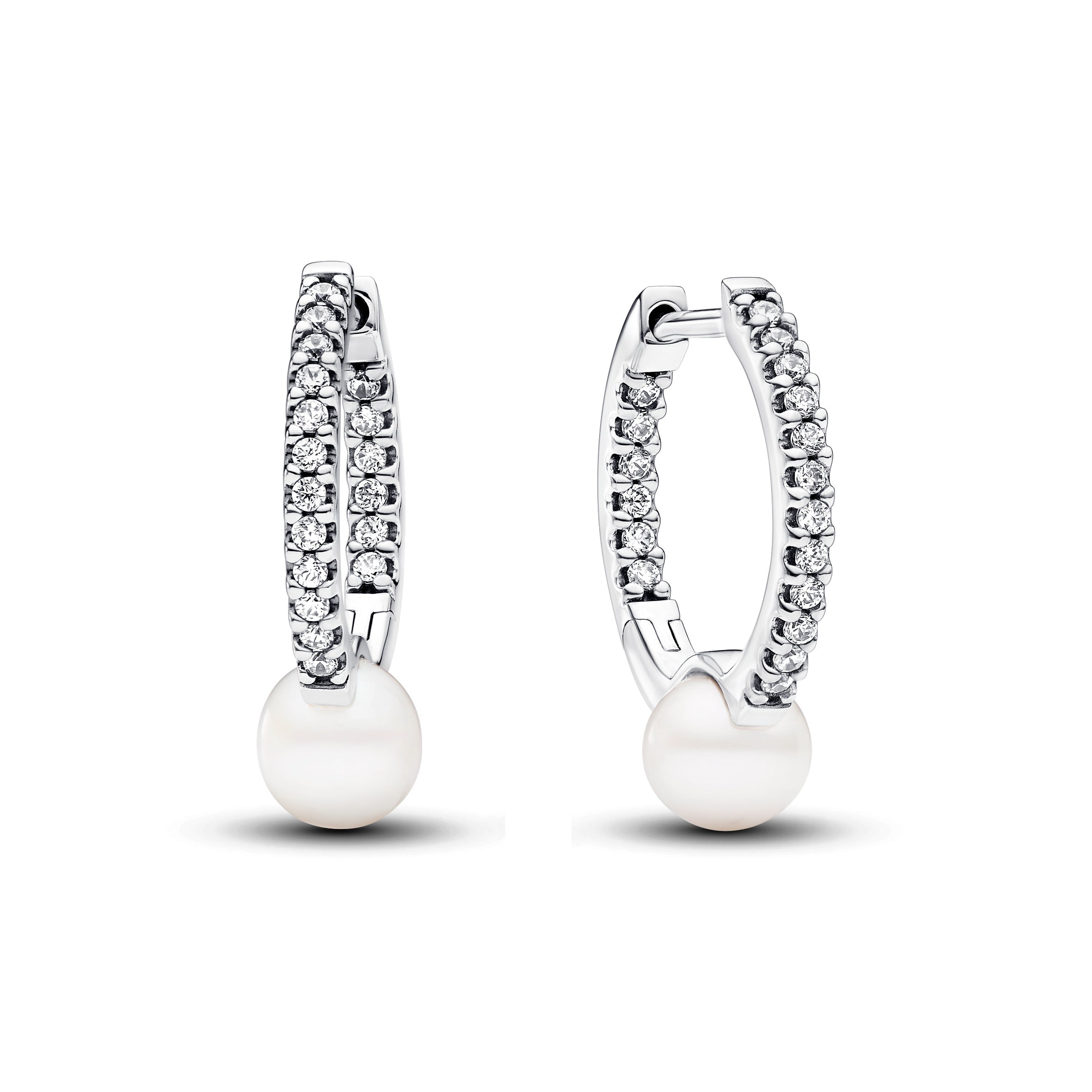 Treated Freshwater Cultured Pearl & Pav¨¦ Hoop Earrings