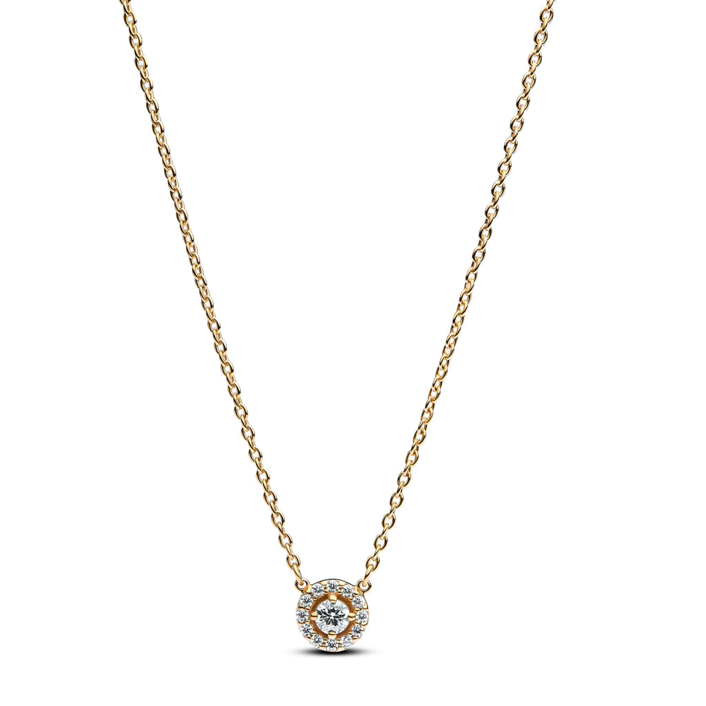 Round Pav¨¦ Halo Pendant Necklace