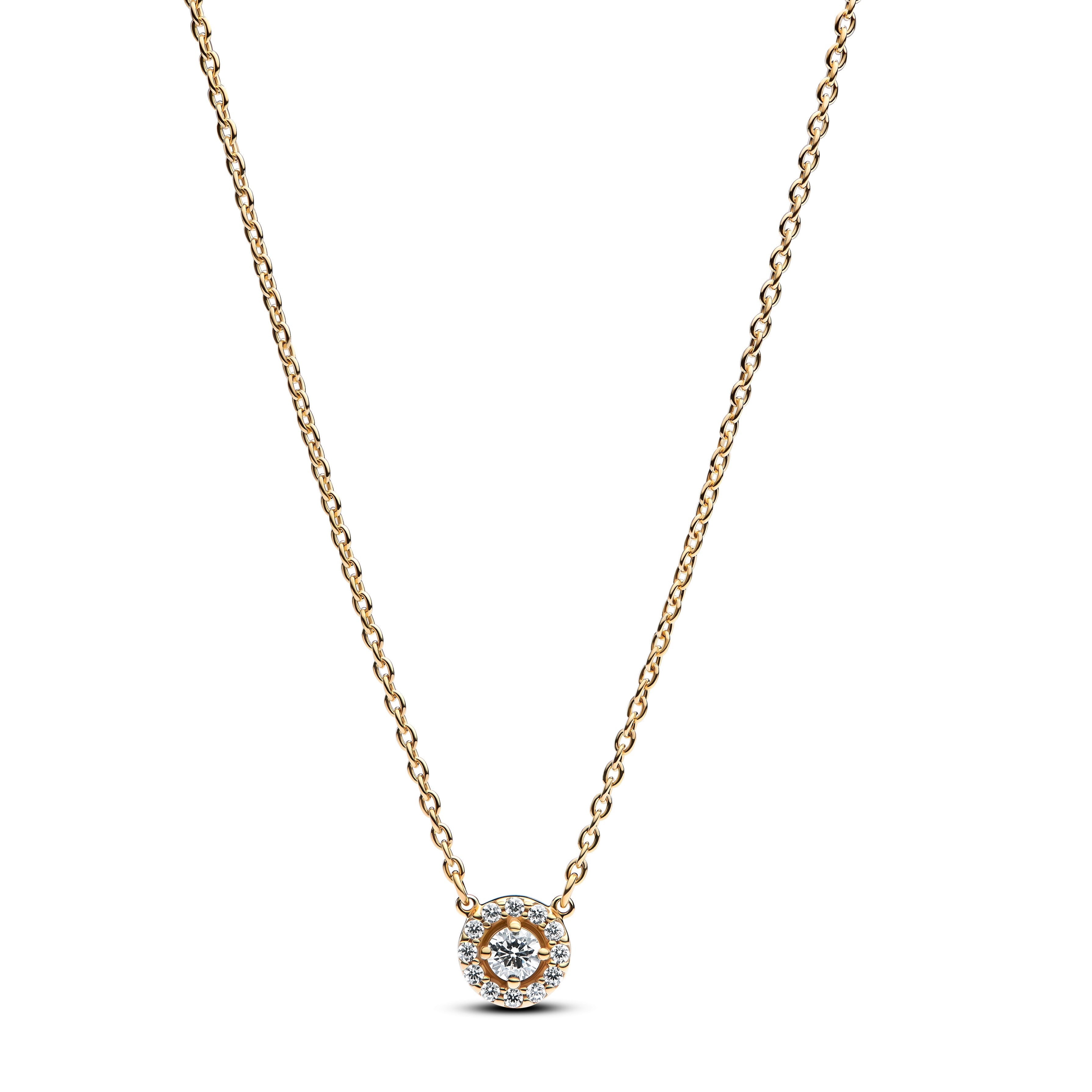 Round Pav¨¦ Halo Pendant Necklace