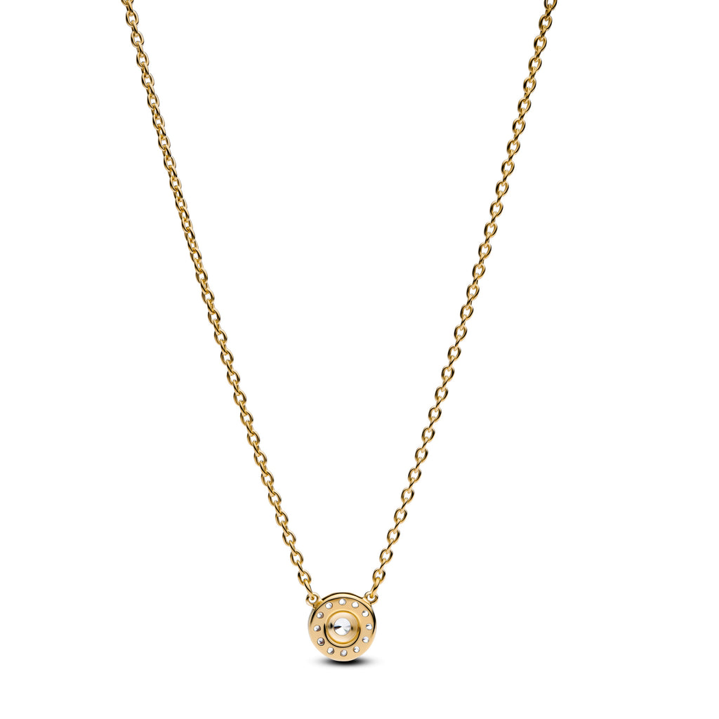 Round Pav¨¦ Halo Pendant Necklace