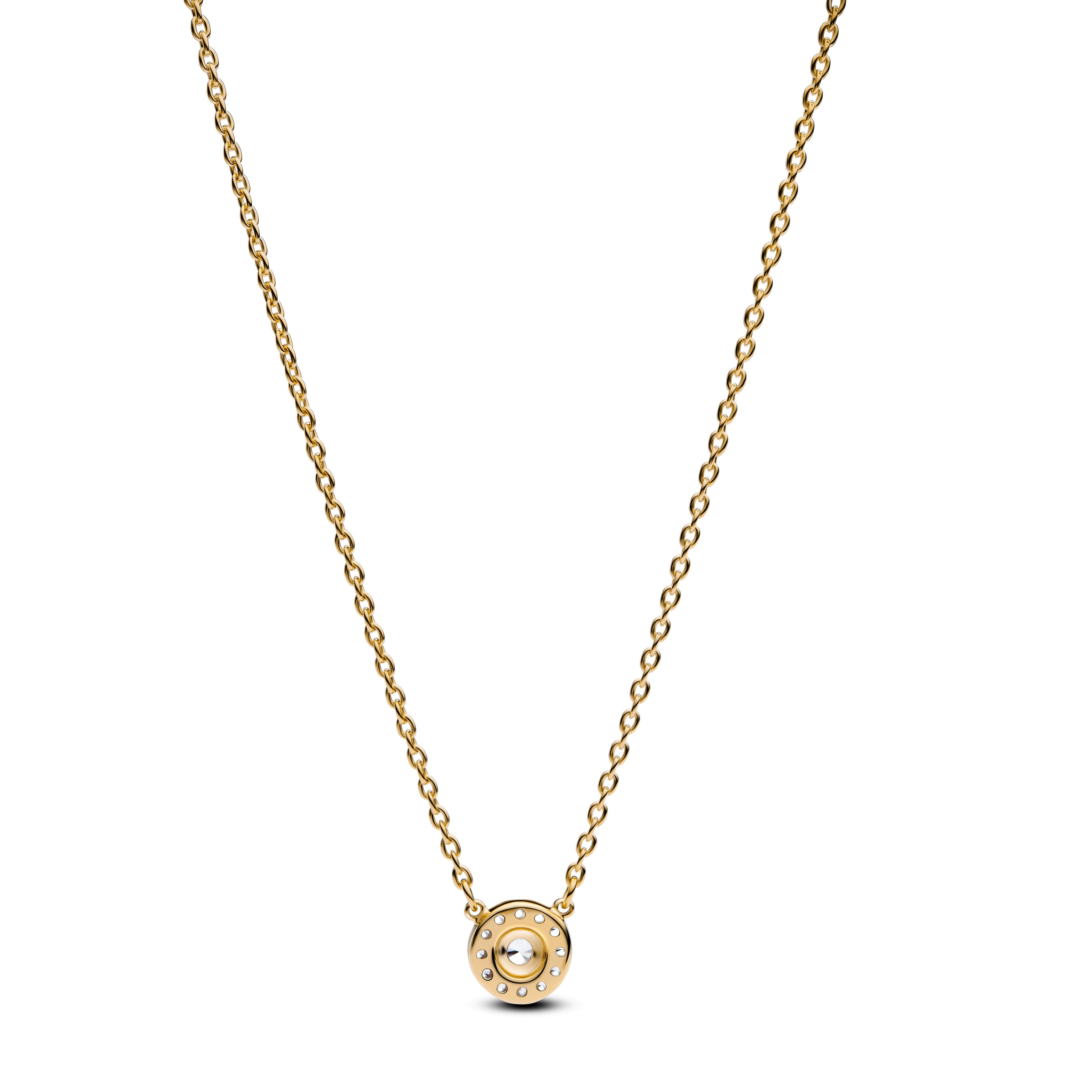 Round Pav¨¦ Halo Pendant Necklace