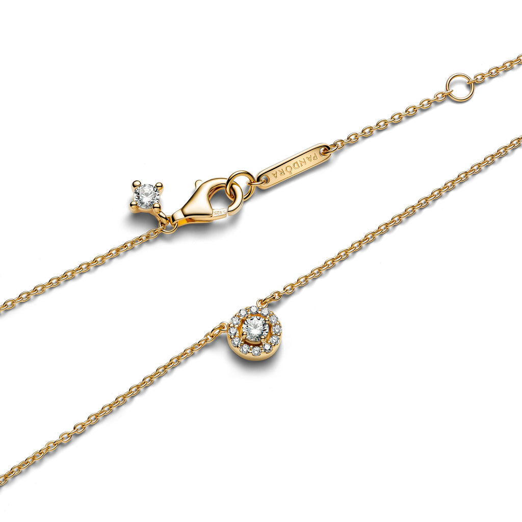 Round Pav¨¦ Halo Pendant Necklace