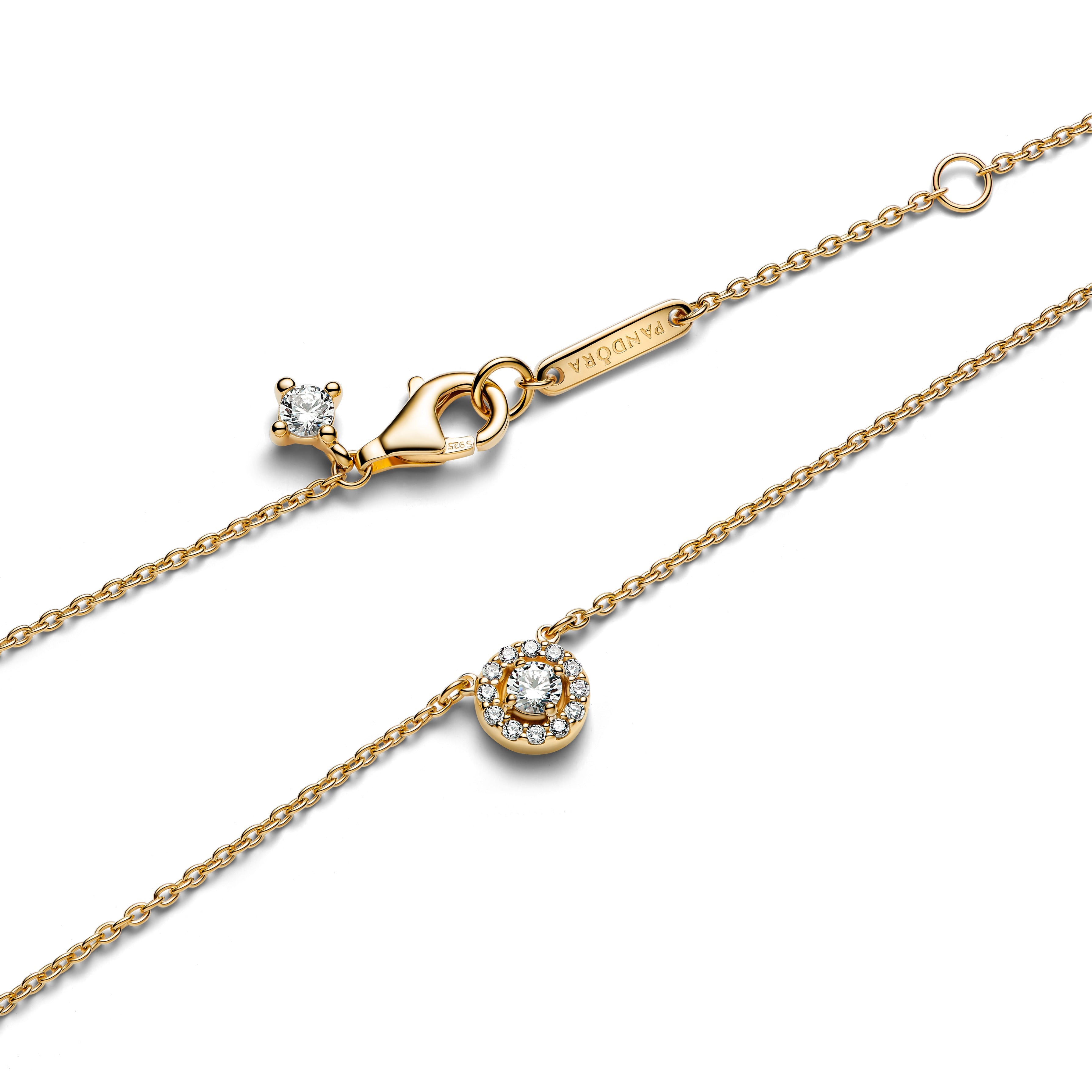 Round Pav¨¦ Halo Pendant Necklace