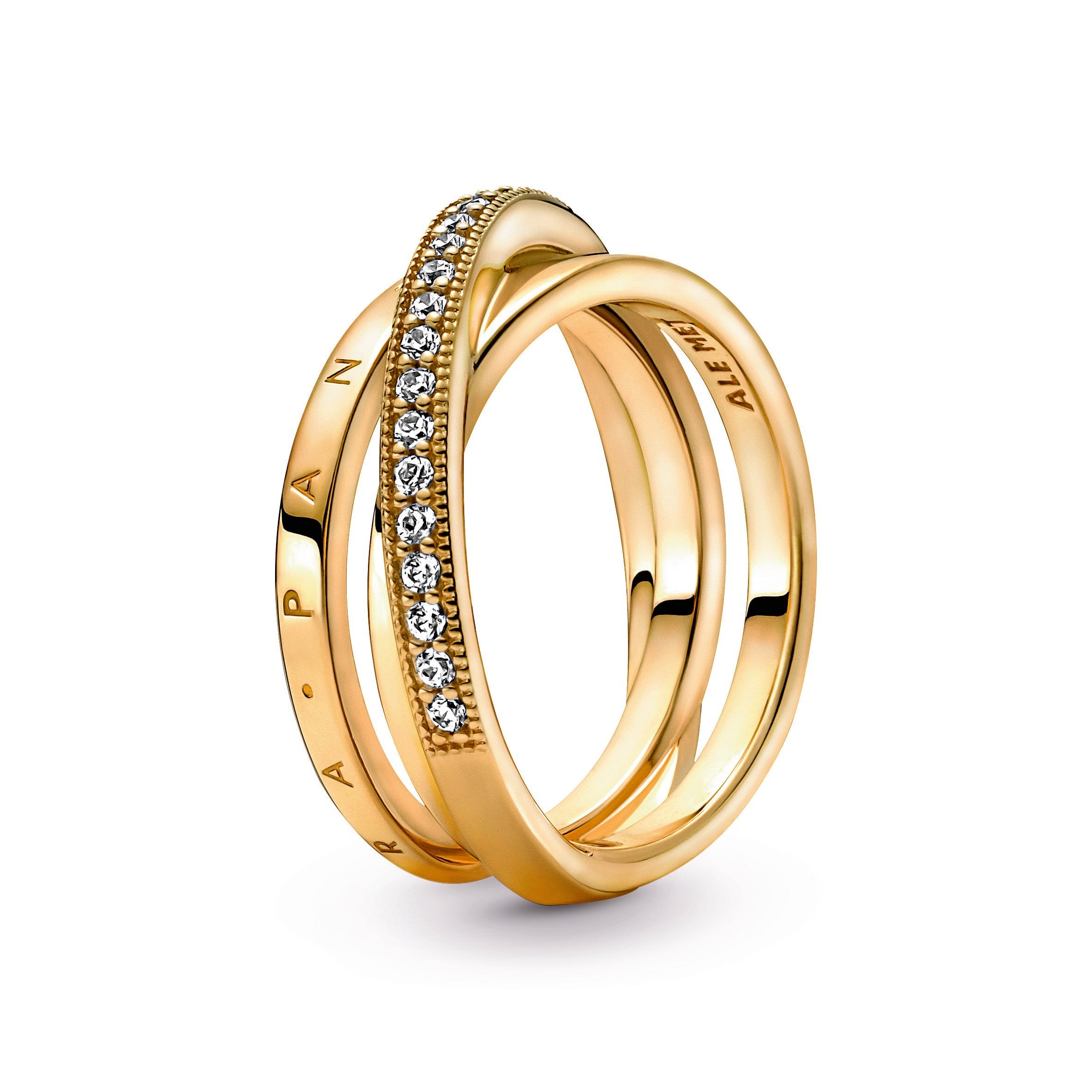 Crossover Pav¨¦ Triple Band Ring