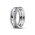Pandora Signature Logo Pav¨¦ & Beads Ring