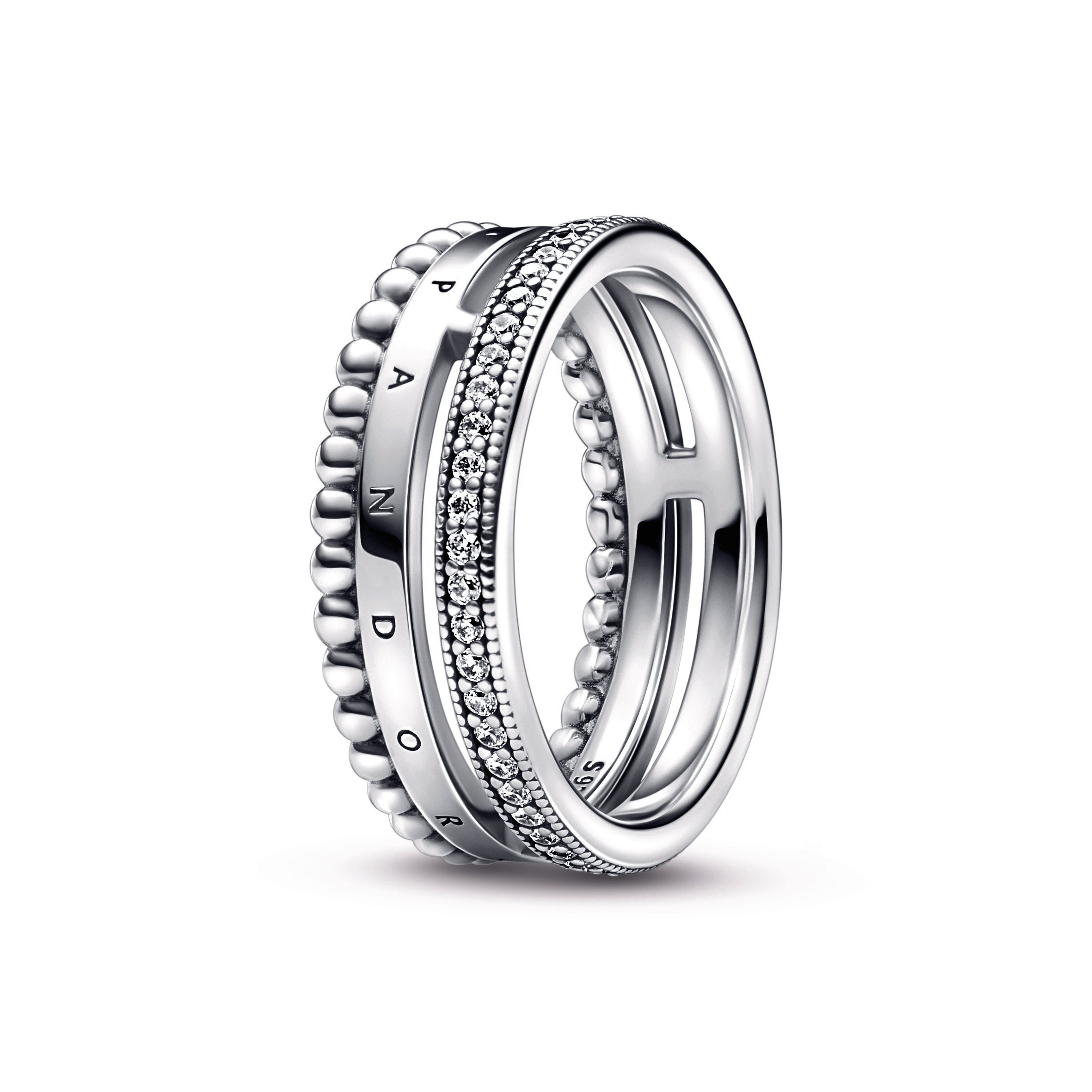 Pandora Signature Logo Pav¨¦ & Beads Ring
