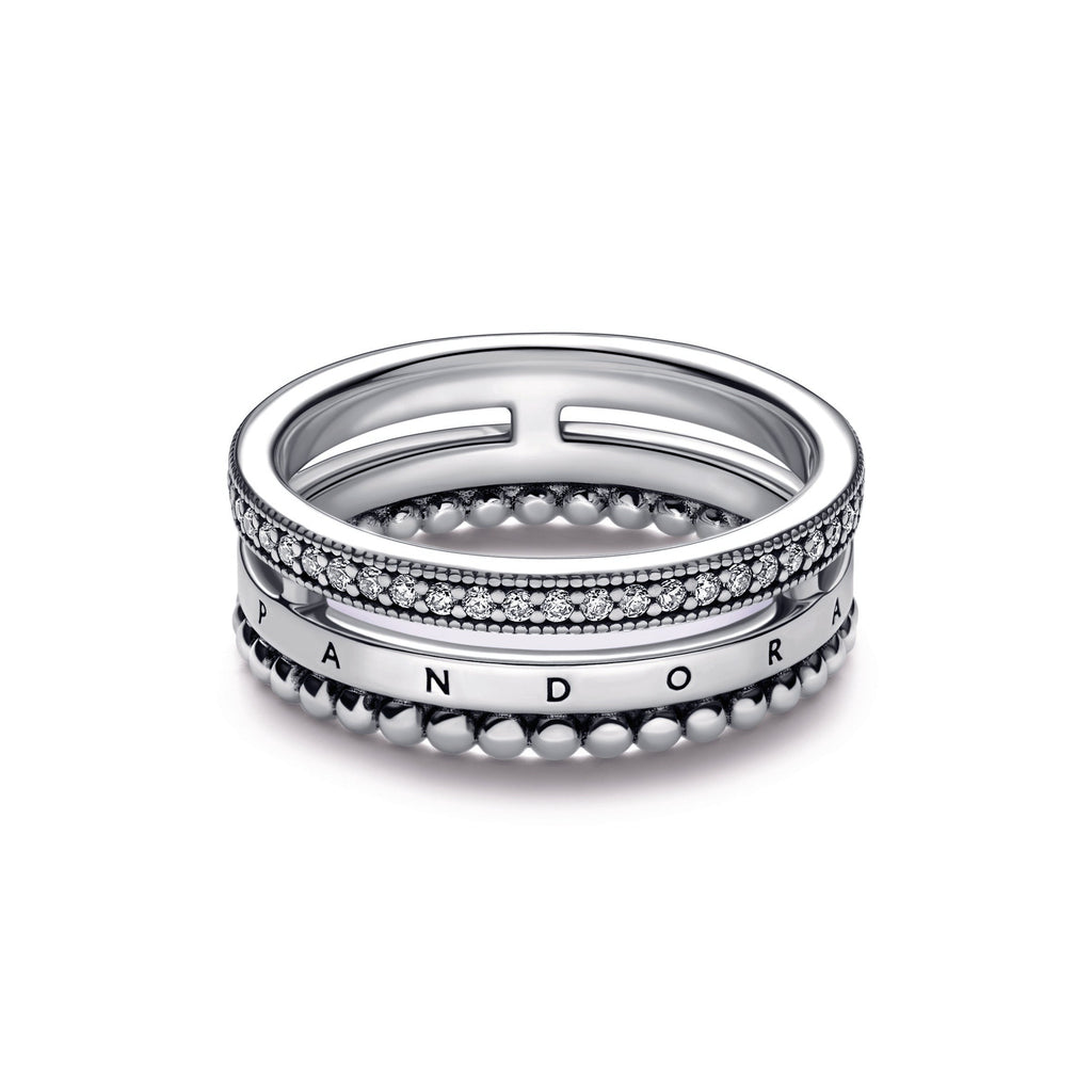 Pandora Signature Logo Pav¨¦ & Beads Ring