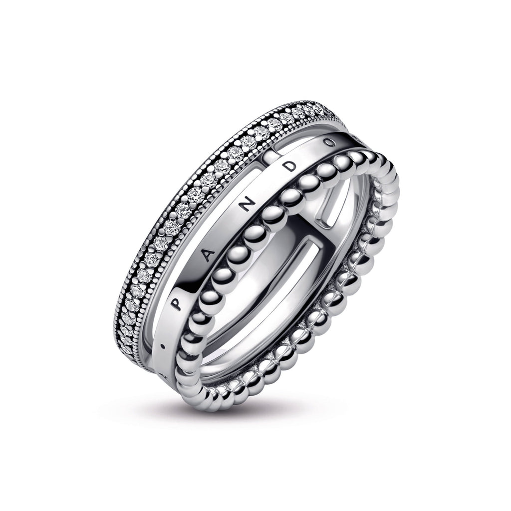 Pandora Signature Logo Pav¨¦ & Beads Ring