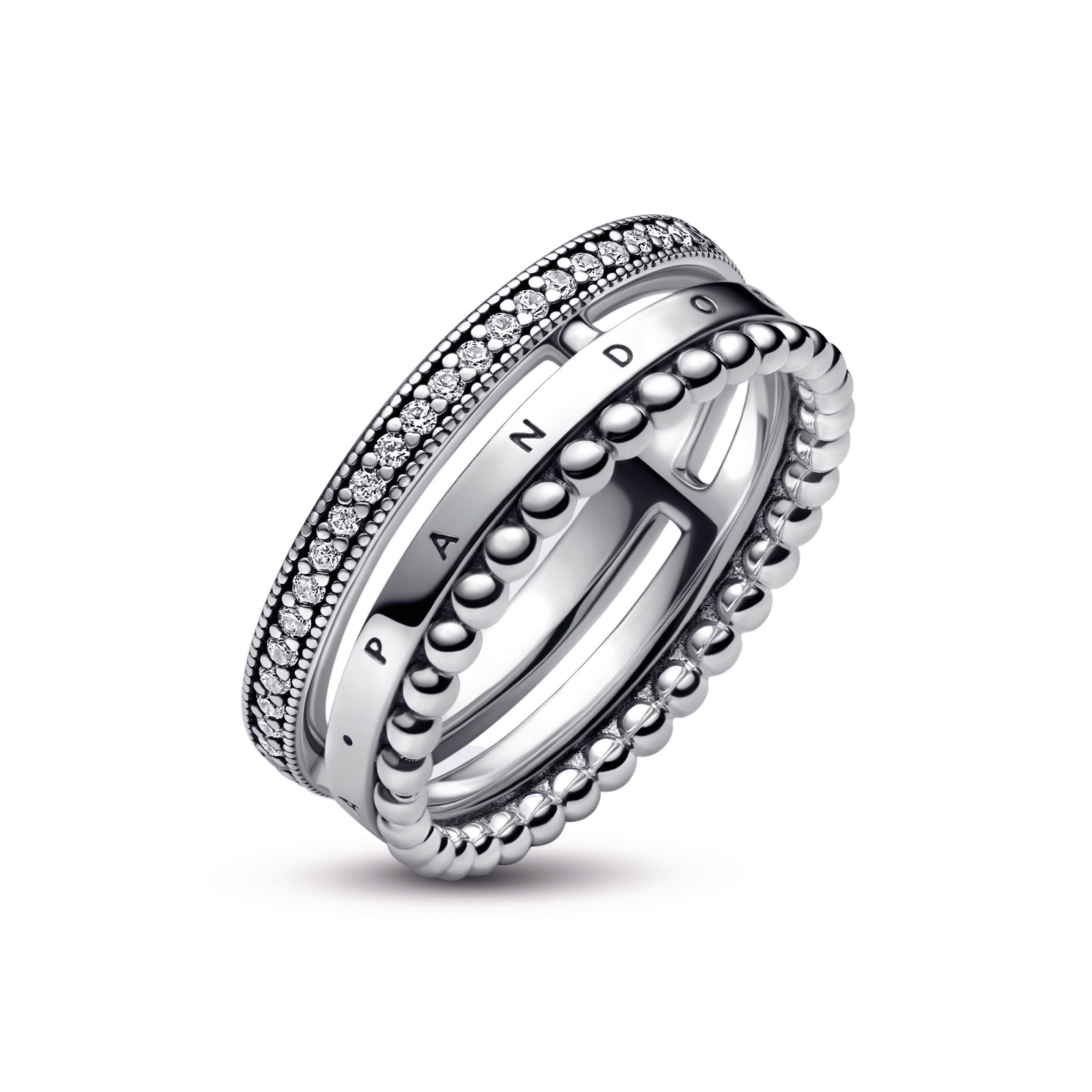 Pandora Signature Logo Pav¨¦ & Beads Ring