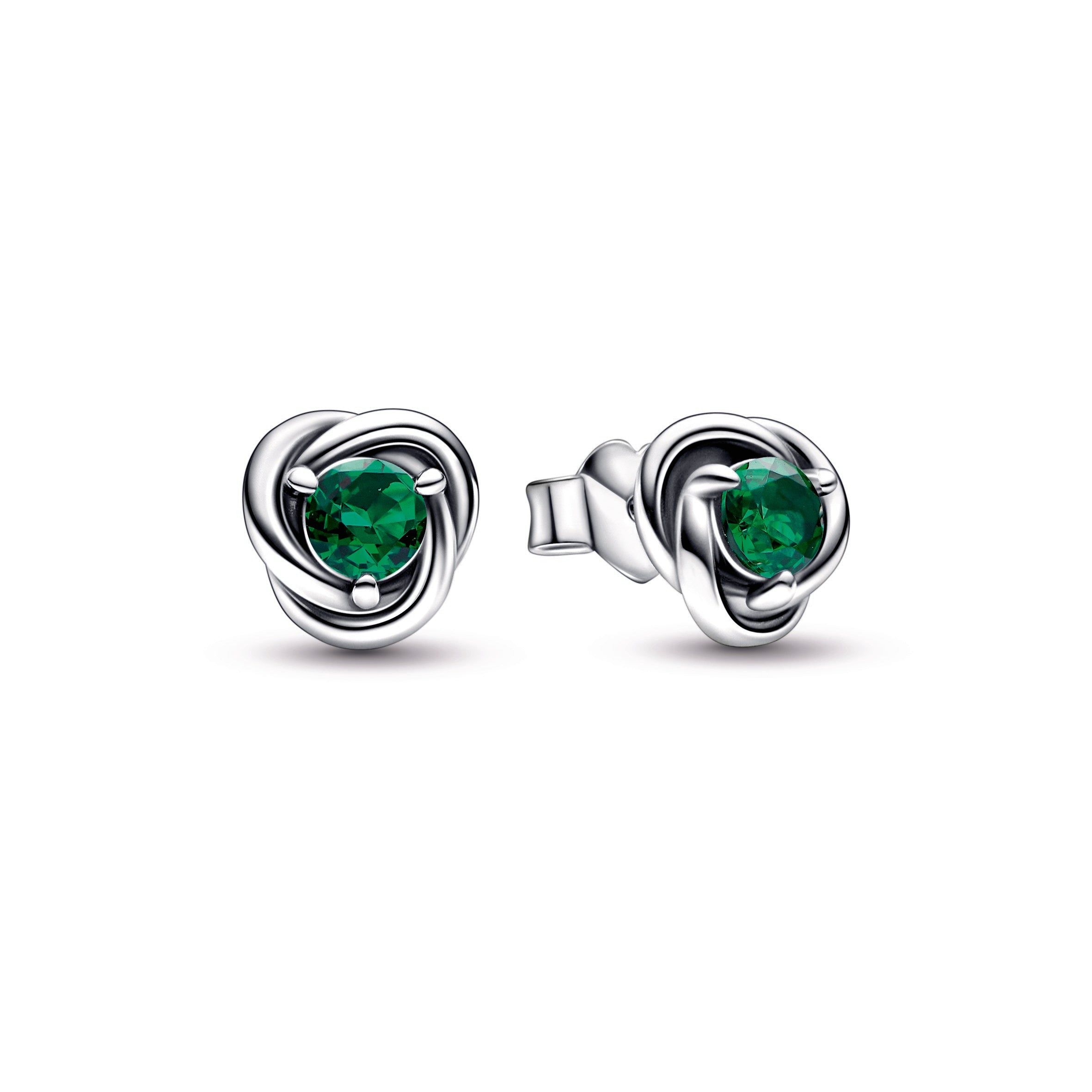 Green Eternity Circle Stud Earrings