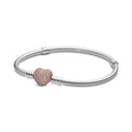 Pandora Moments Pav¨¦ Heart Clasp Snake Chain Bracelet