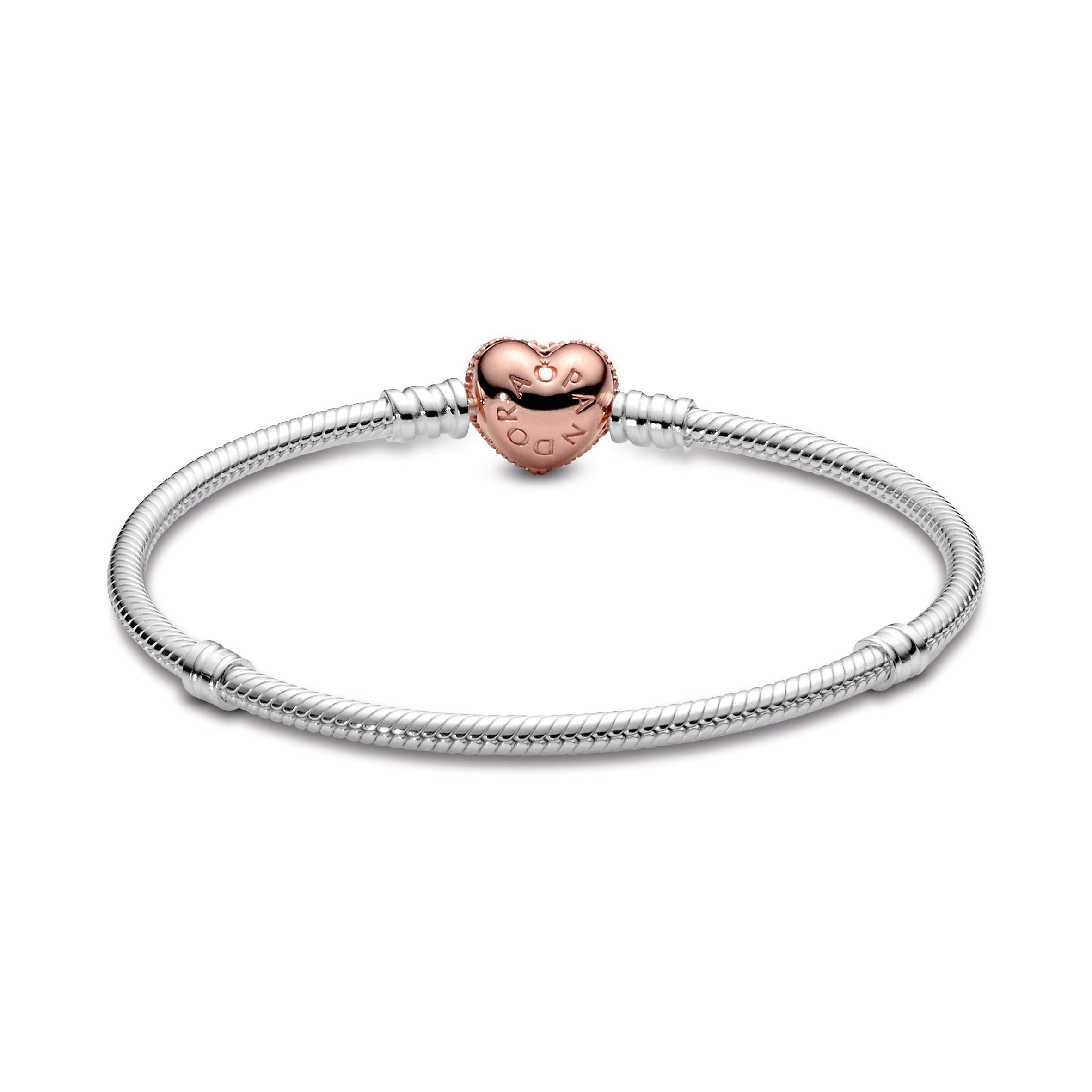 Pandora Moments Pav¨¦ Heart Clasp Snake Chain Bracelet