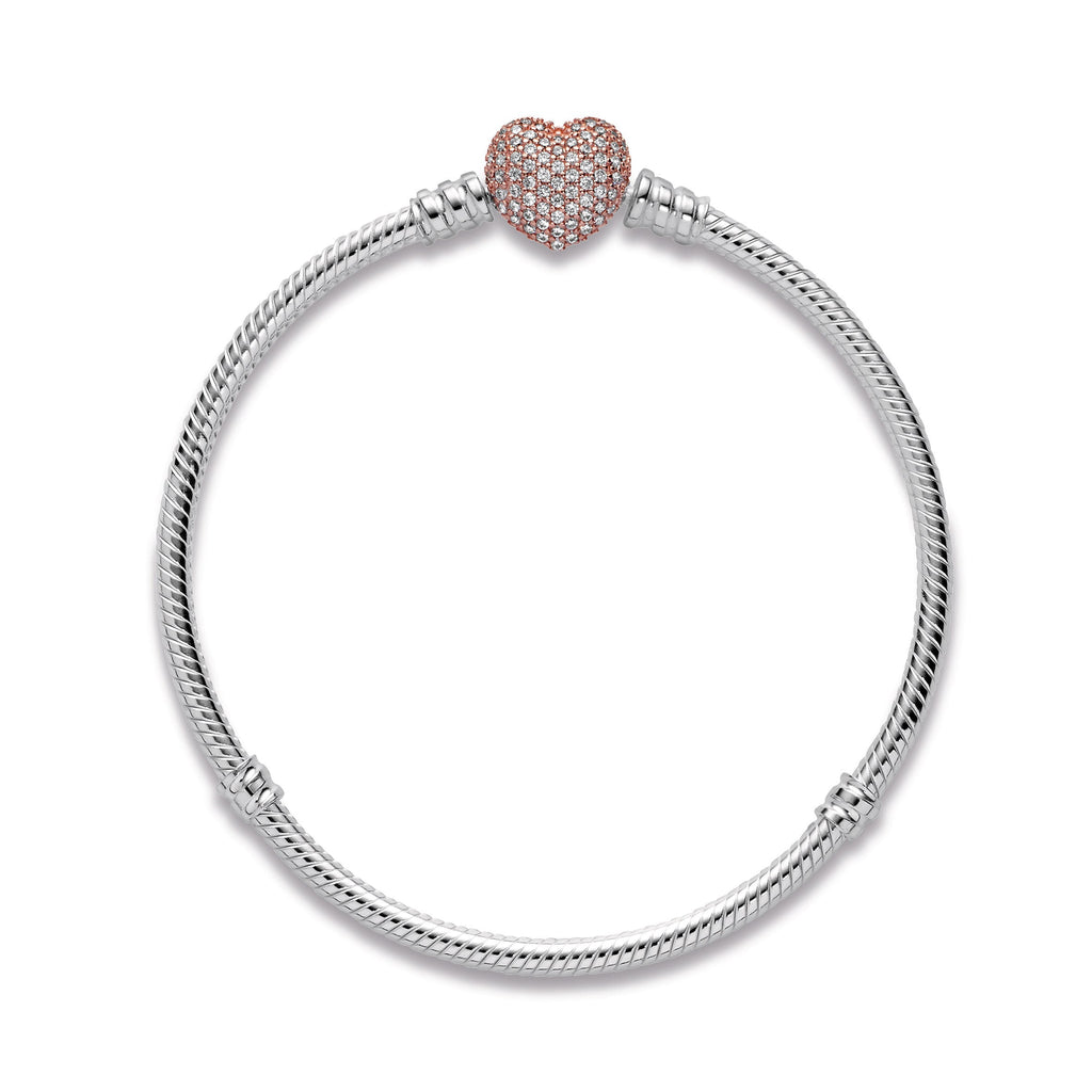 Pandora Moments Pav¨¦ Heart Clasp Snake Chain Bracelet