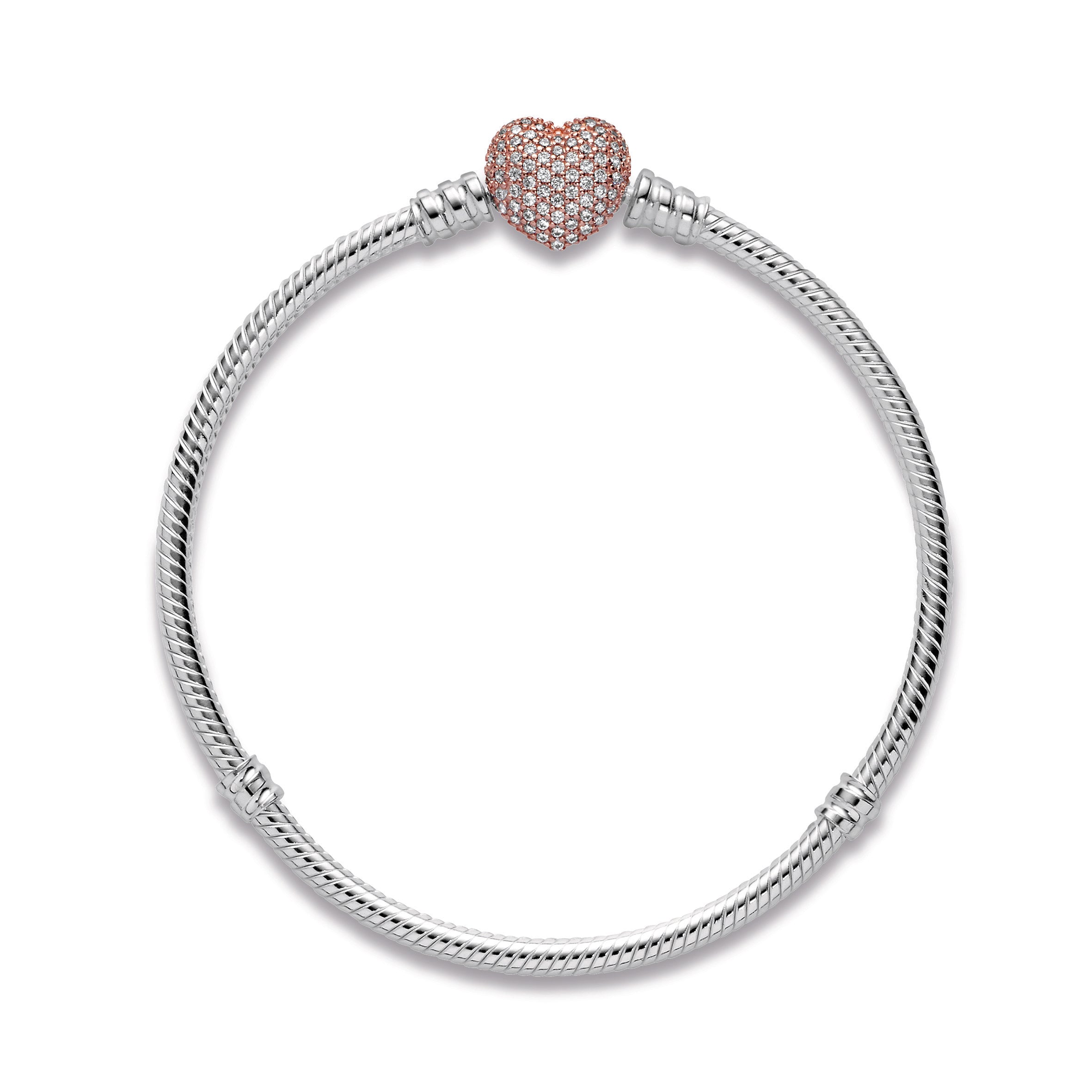 Pandora Moments Pav¨¦ Heart Clasp Snake Chain Bracelet