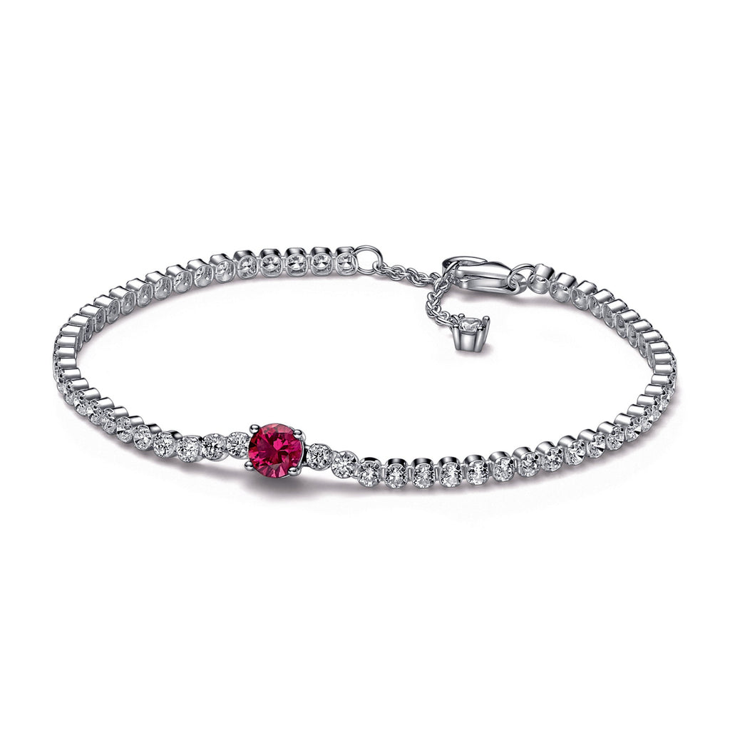 Red Sparkling Round Pav¨¦ Tennis Bracelet
