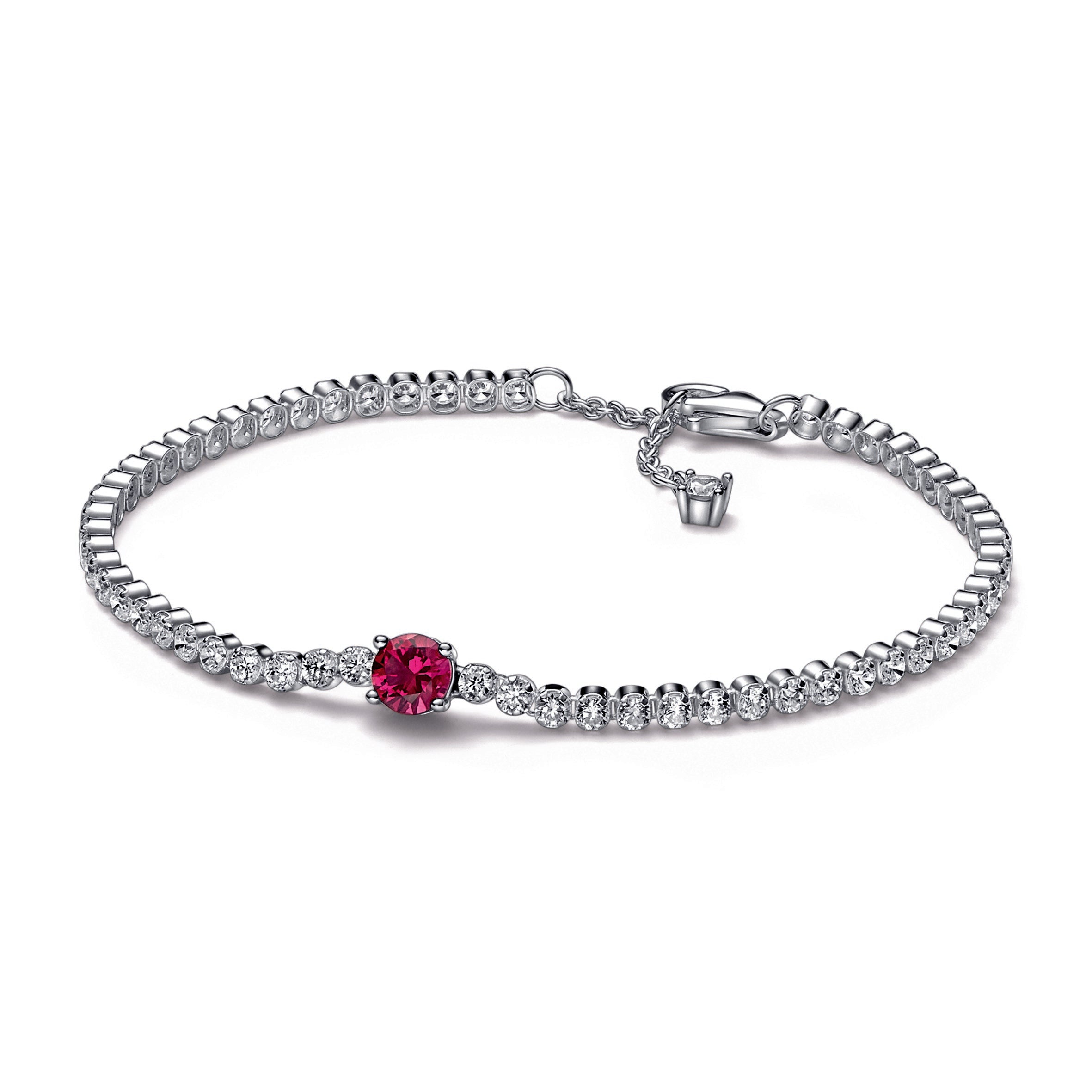 Red Sparkling Round Pav¨¦ Tennis Bracelet