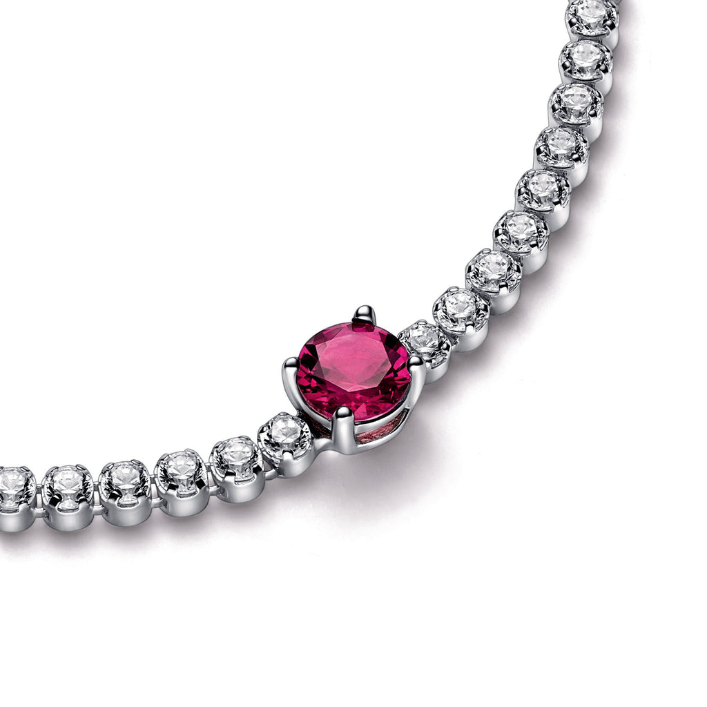 Red Sparkling Round Pav¨¦ Tennis Bracelet