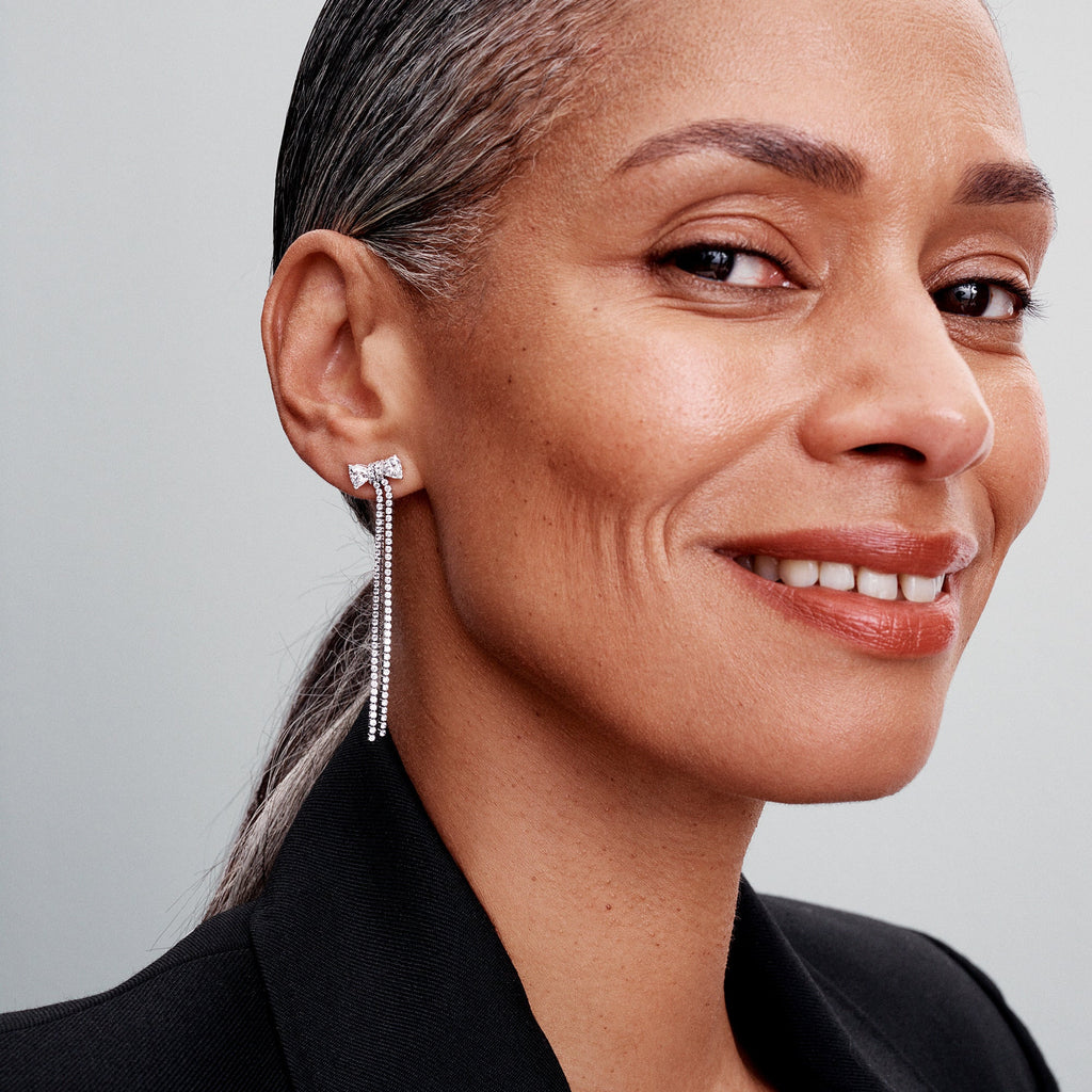 Pav¨¦ Bow Drop Earrings