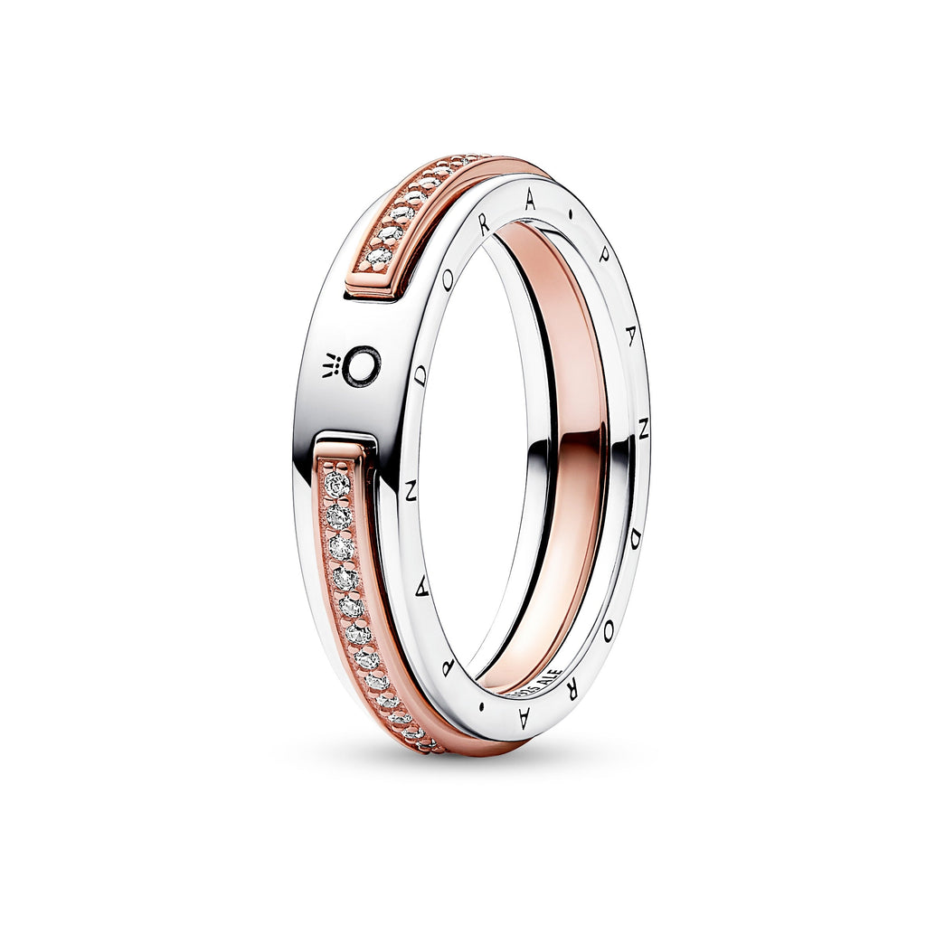 Pandora Signature Two-tone Logo & Pav¨¦ Ring