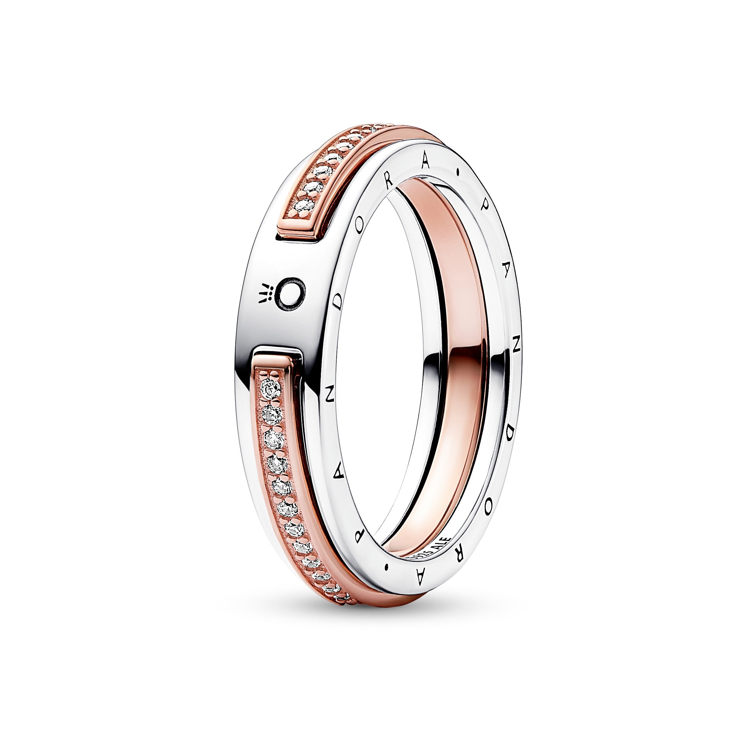Pandora Signature Two-tone Logo & Pav¨¦ Ring