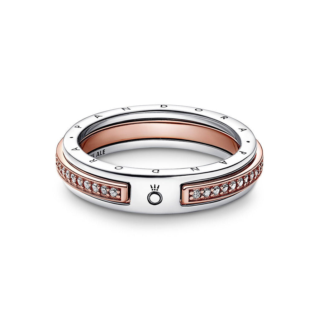 Pandora Signature Two-tone Logo & Pav¨¦ Ring