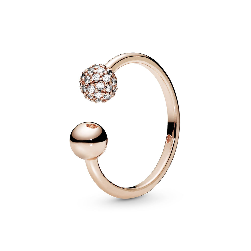 Polished & Pav¨¦ Bead Open Ring