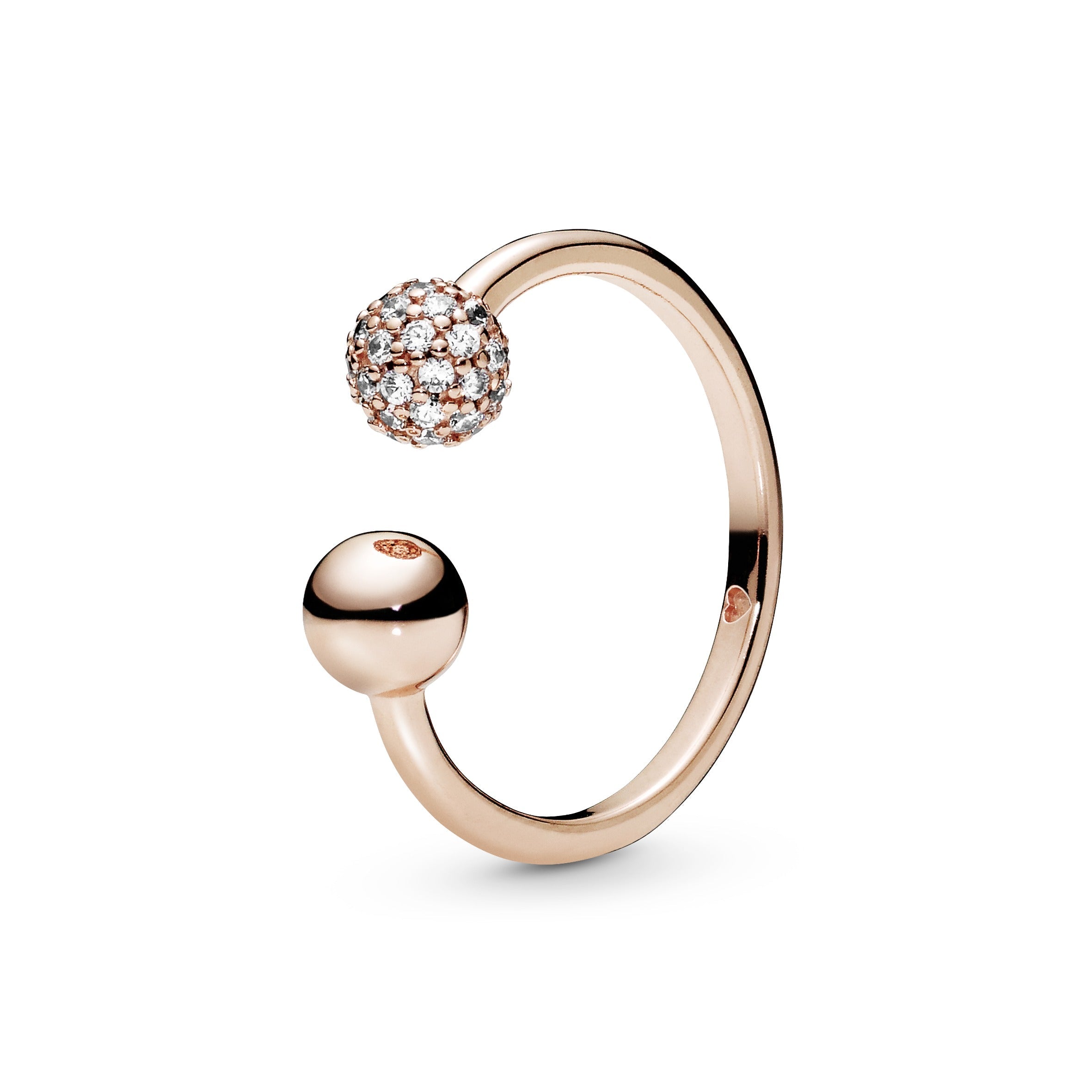 Polished & Pav¨¦ Bead Open Ring