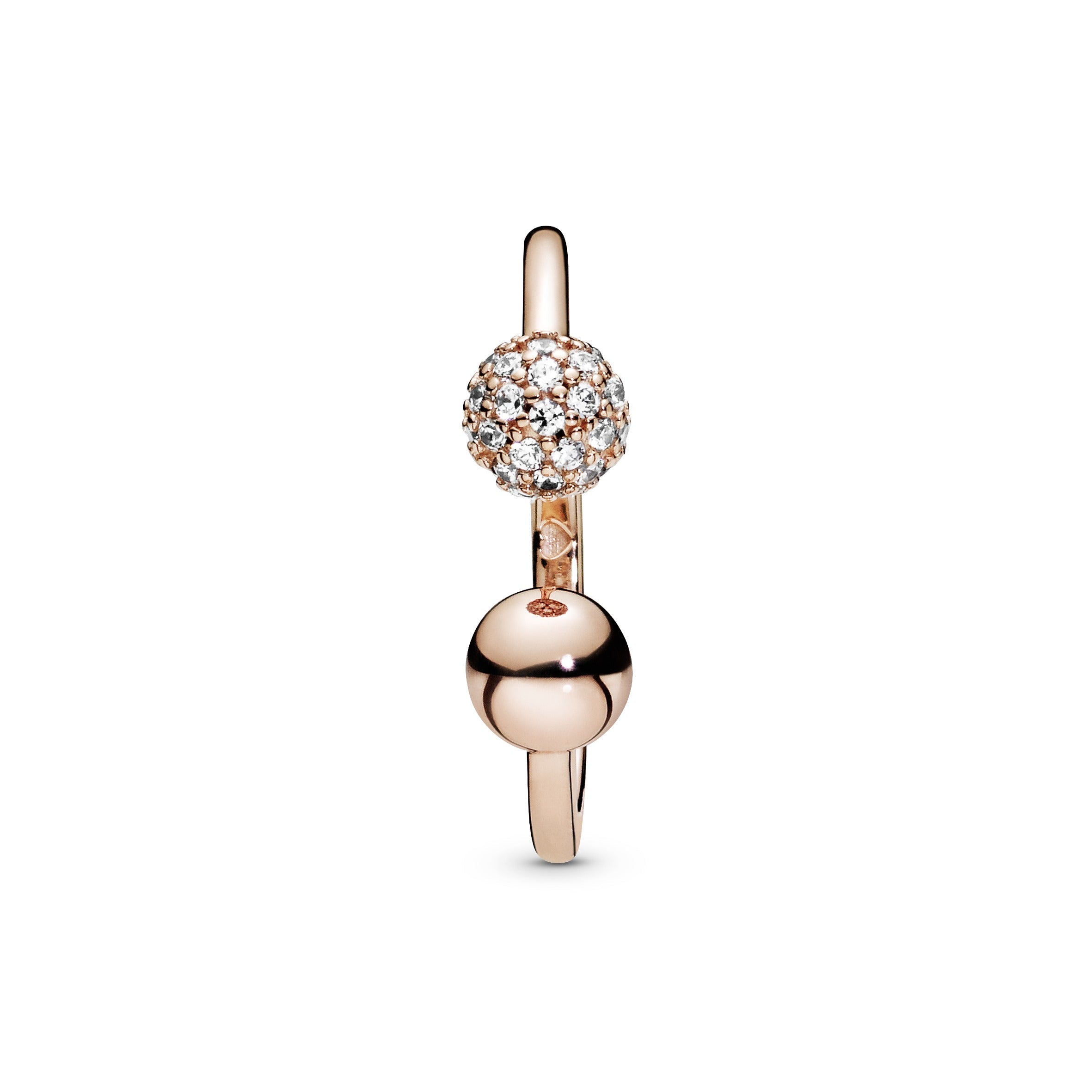 Polished & Pav¨¦ Bead Open Ring