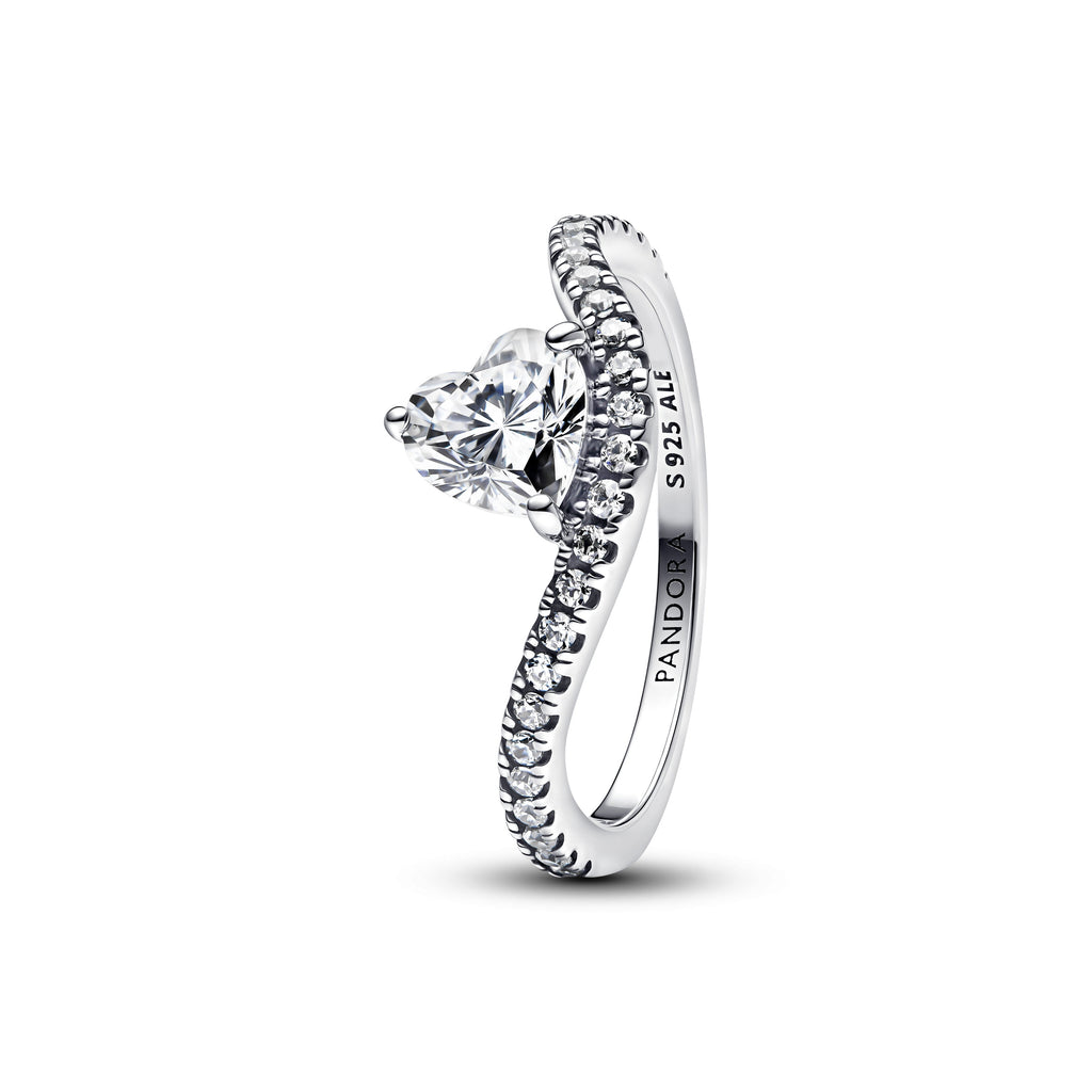 Wavy Pav¨¦ Heart Ring