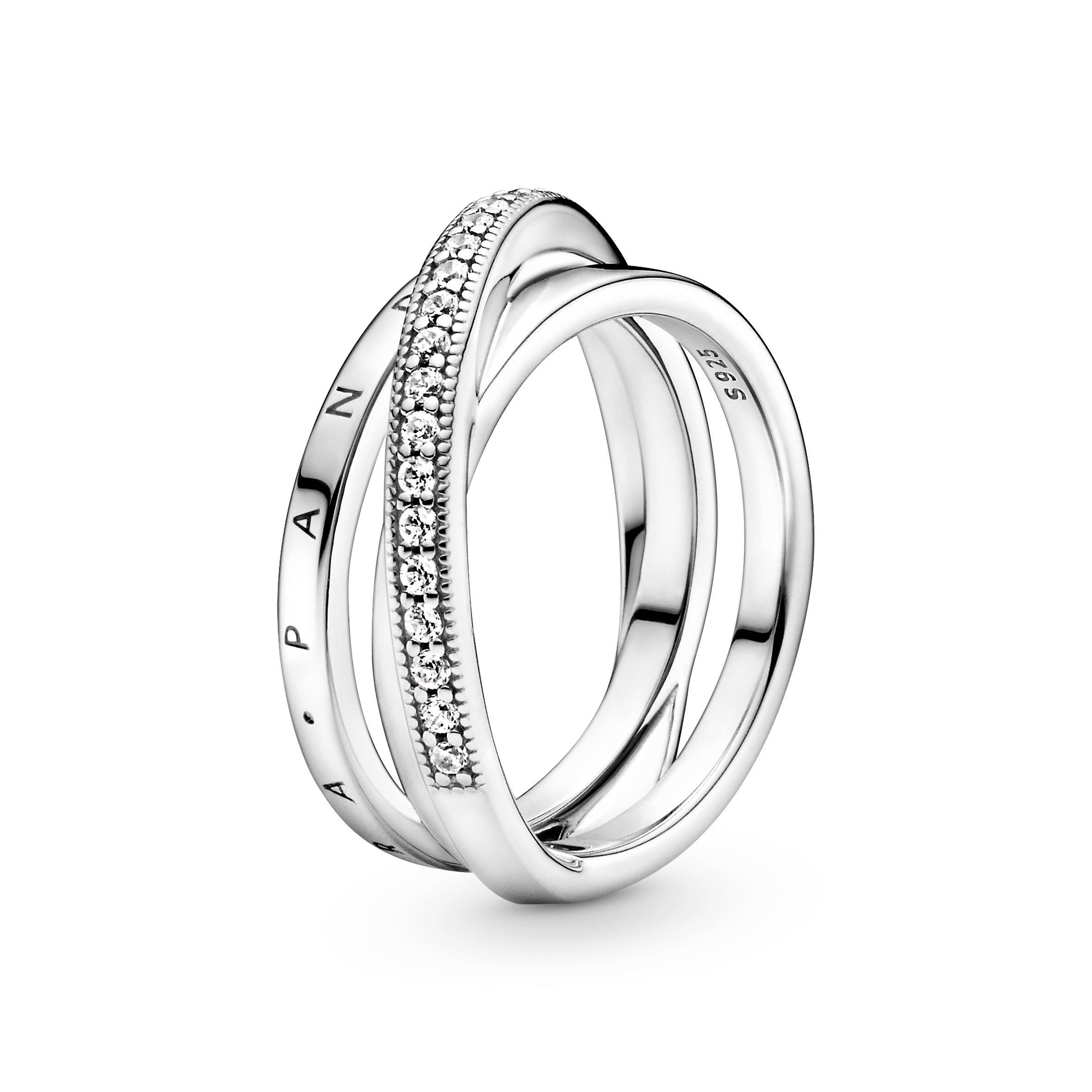 Crossover Pav¨¦ Triple Band Ring