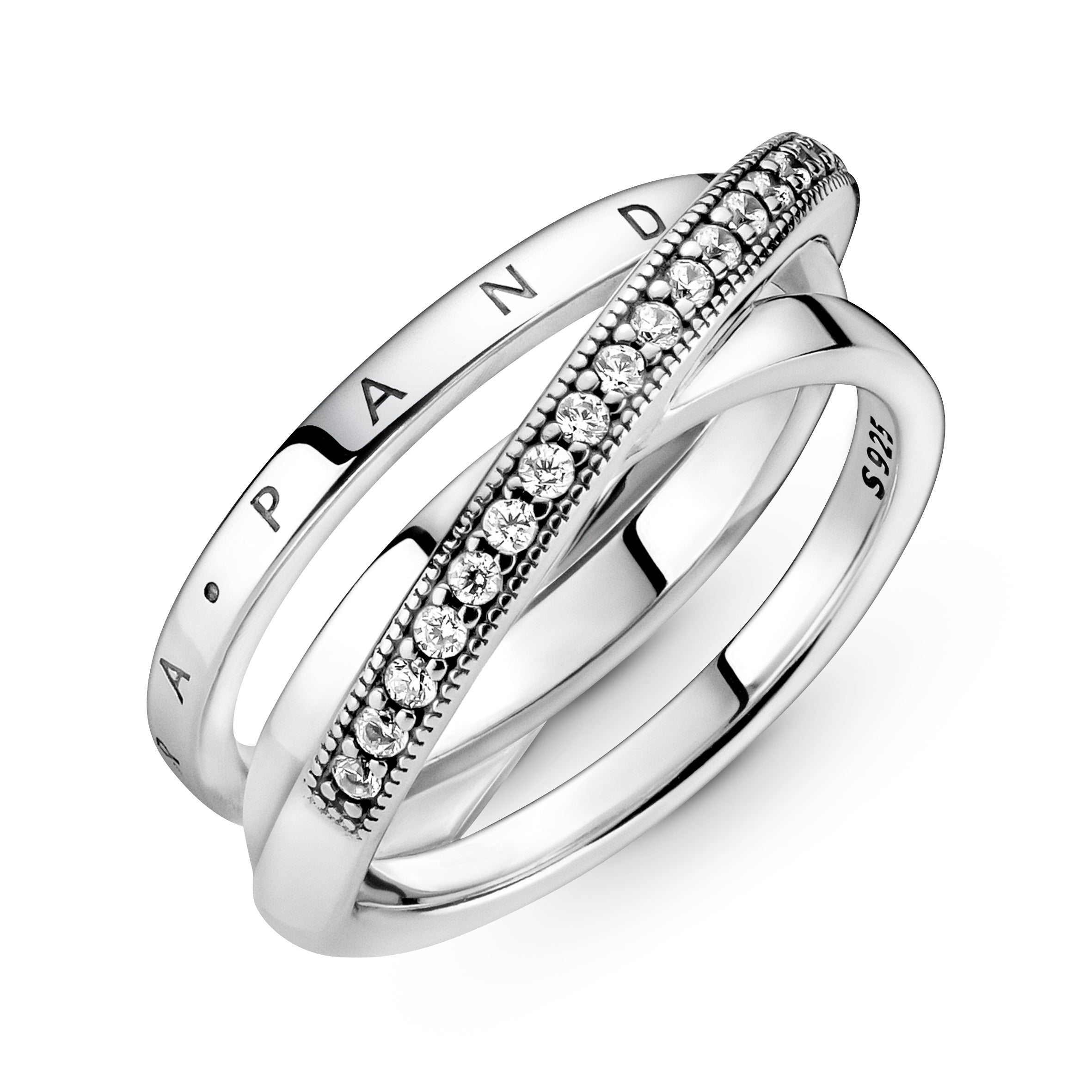 Crossover Pav¨¦ Triple Band Ring