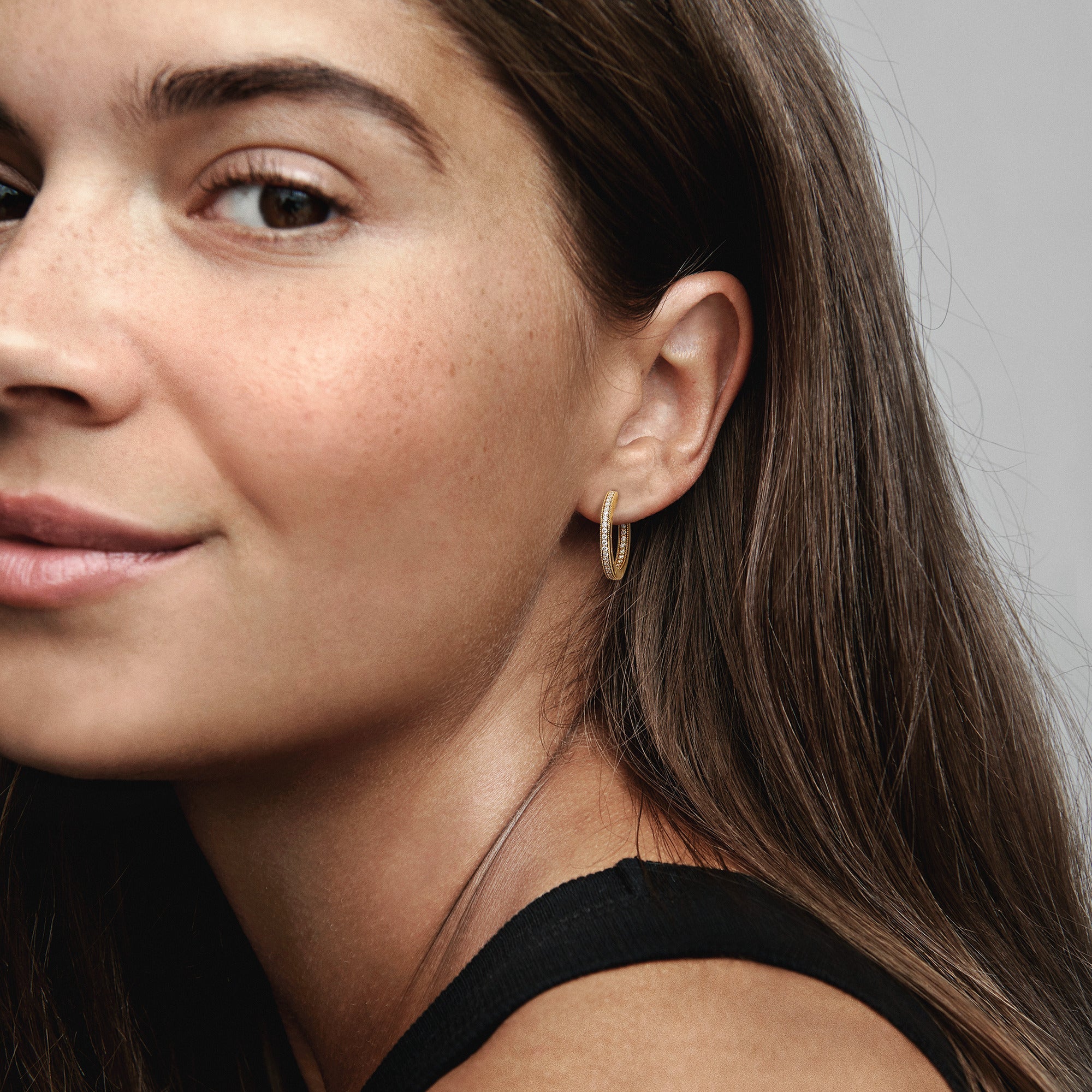 Pandora Signature Logo & Pav¨¦ Hoop Earrings