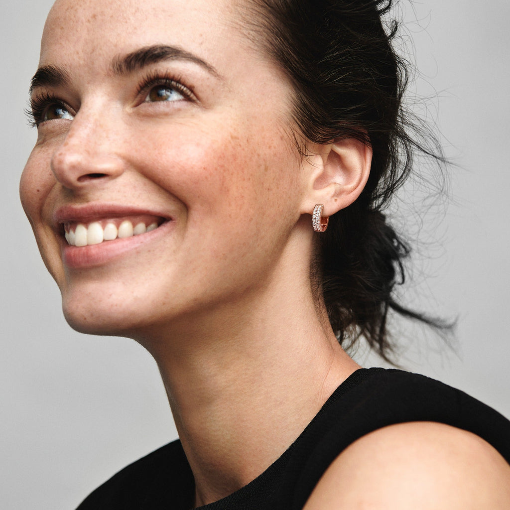 Pandora Timeless Pav¨¦ Double-row Hoop Earrings