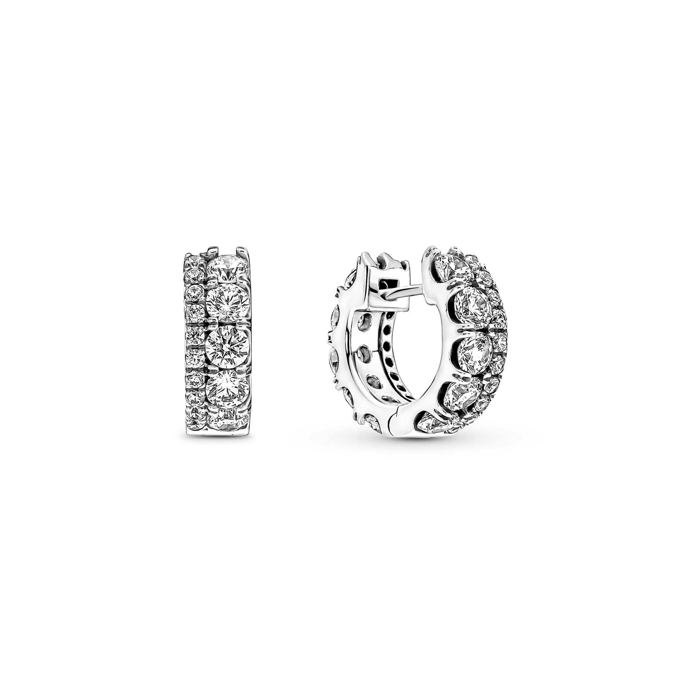 Double Band Pav¨¦ Hoop Earrings