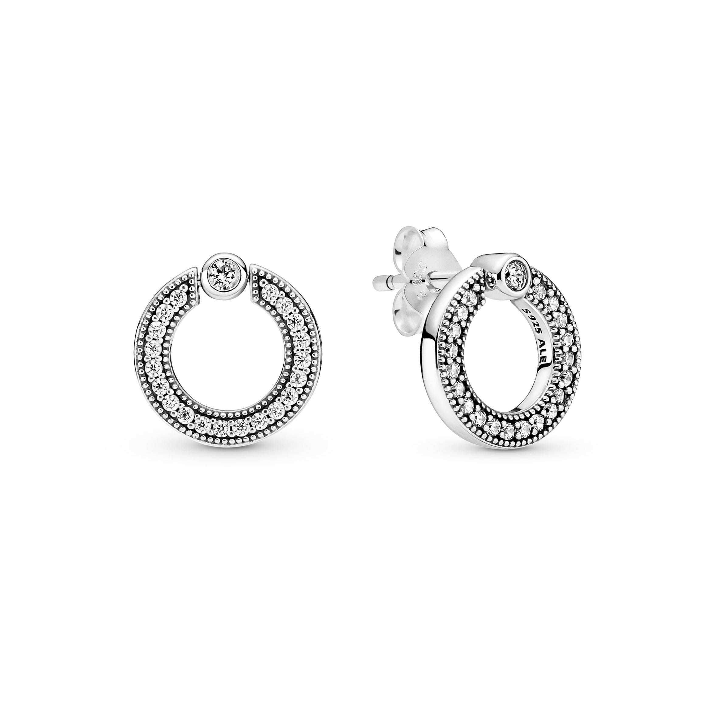 Pav¨¦ & Logo Circle Reversible Stud Earrings