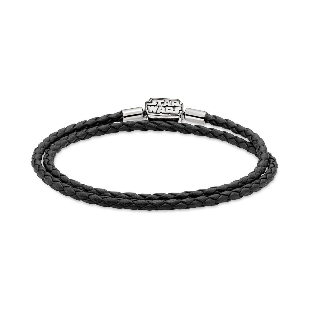 Pandora Moments Star Wars? Clasp Double Black Leather Bracelet