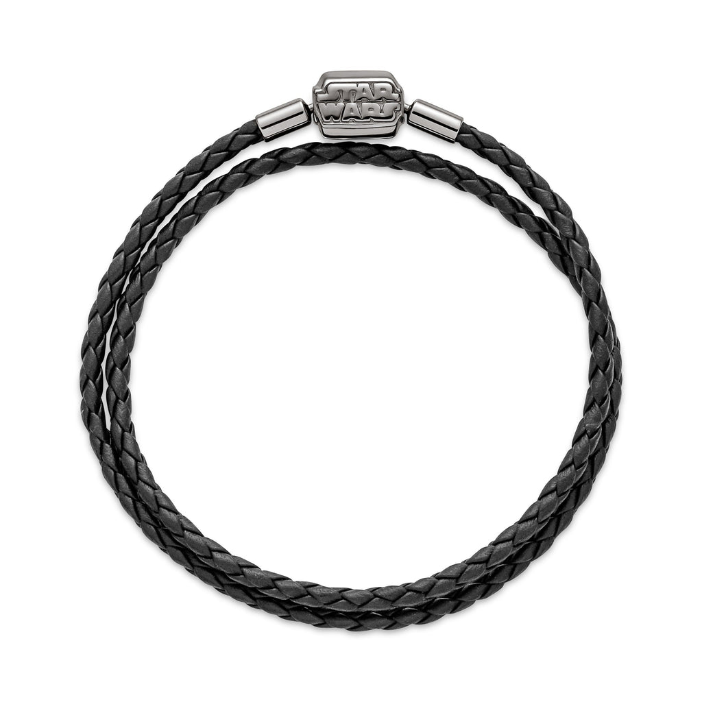 Pandora Moments Star Wars? Clasp Double Black Leather Bracelet