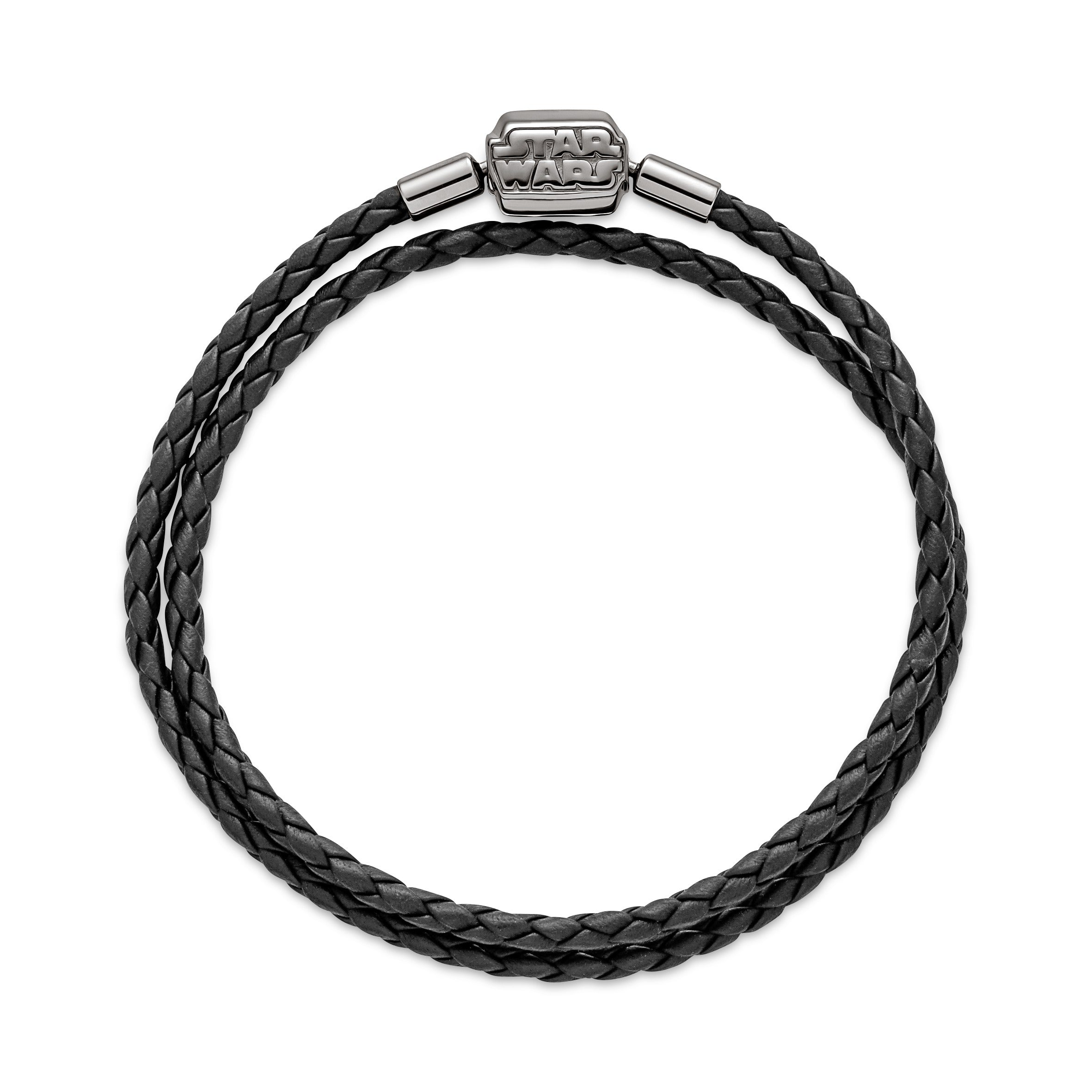 Pandora Moments Star Wars? Clasp Double Black Leather Bracelet