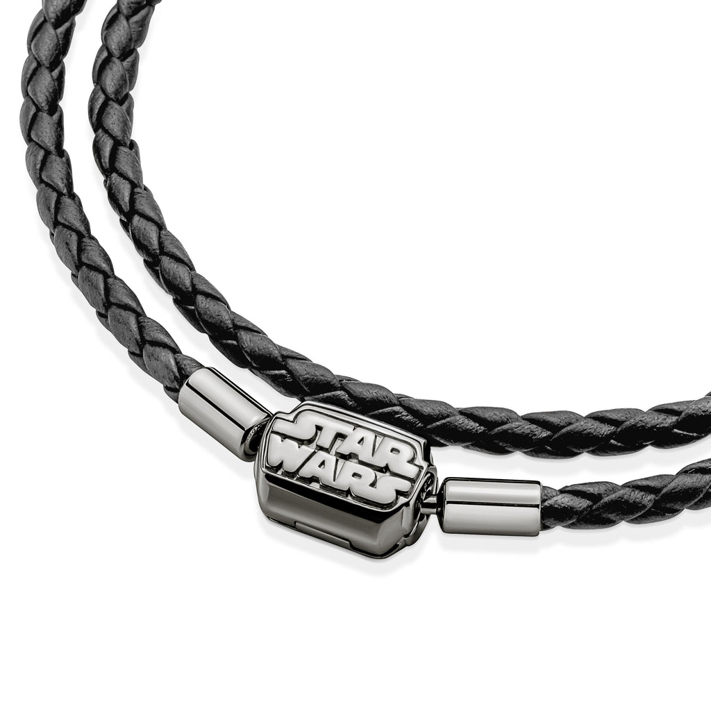 Pandora Moments Star Wars? Clasp Double Black Leather Bracelet