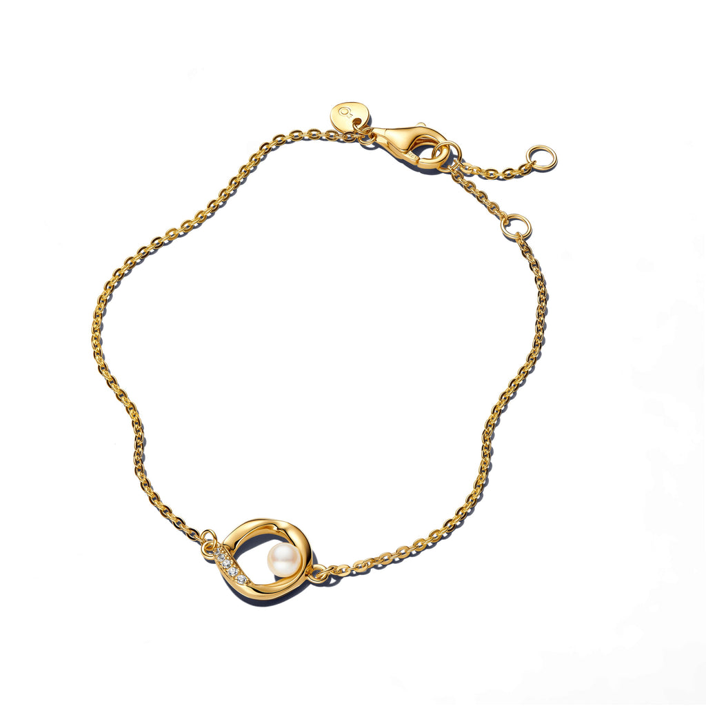 Organically Shaped Pav¨¦ Circle & Treated Freshwater Cultured Pearl Bracelet