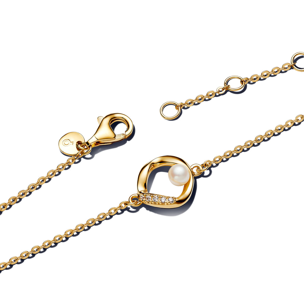 Organically Shaped Pav¨¦ Circle & Treated Freshwater Cultured Pearl Bracelet