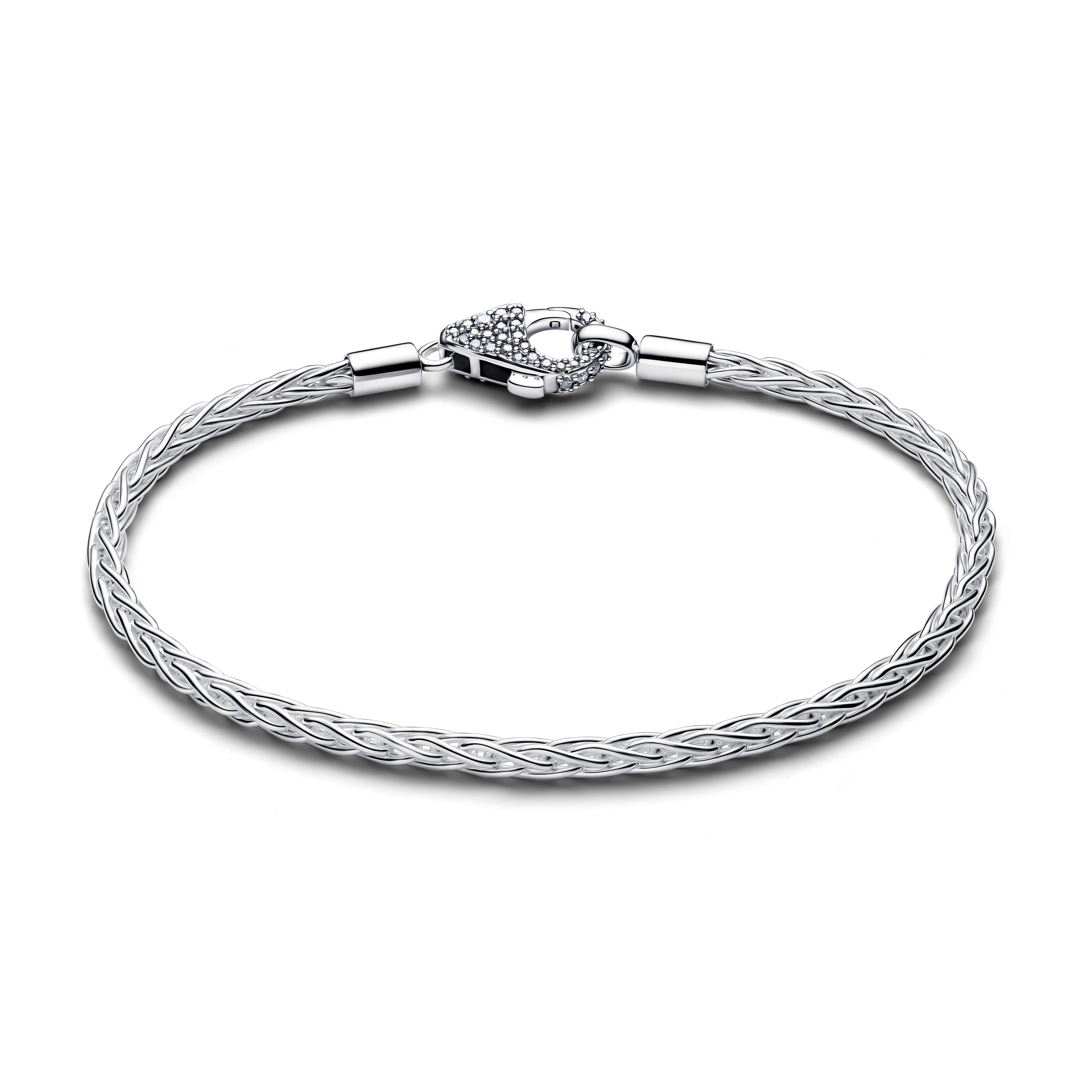 Pav¨¦ Clasp Foxtail Chain Charm Bracelet
